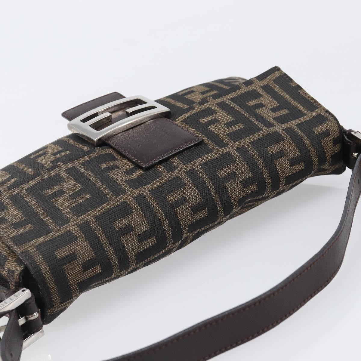 Fendi Mamma Baguette Zucca Jacquard Velvet Brown Canvas Shoulder Bag Bag (Pre-Owned)
