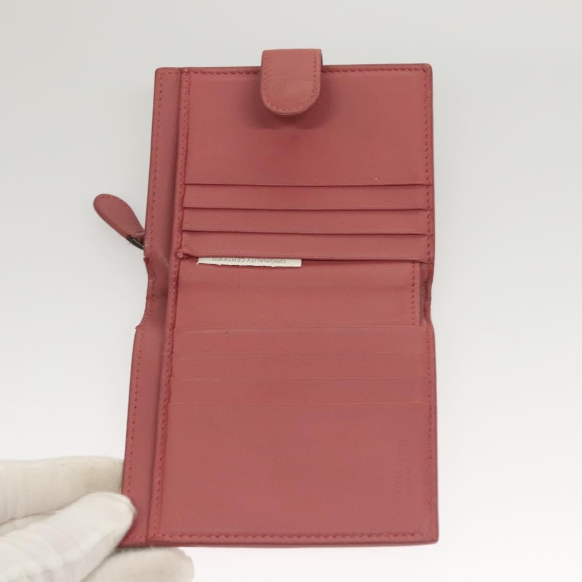 Bottega Veneta Bifold Coin Pocket Card Holder Intrecciato Nappa Pink Leather Wallets Accessory (Pre-Owned)