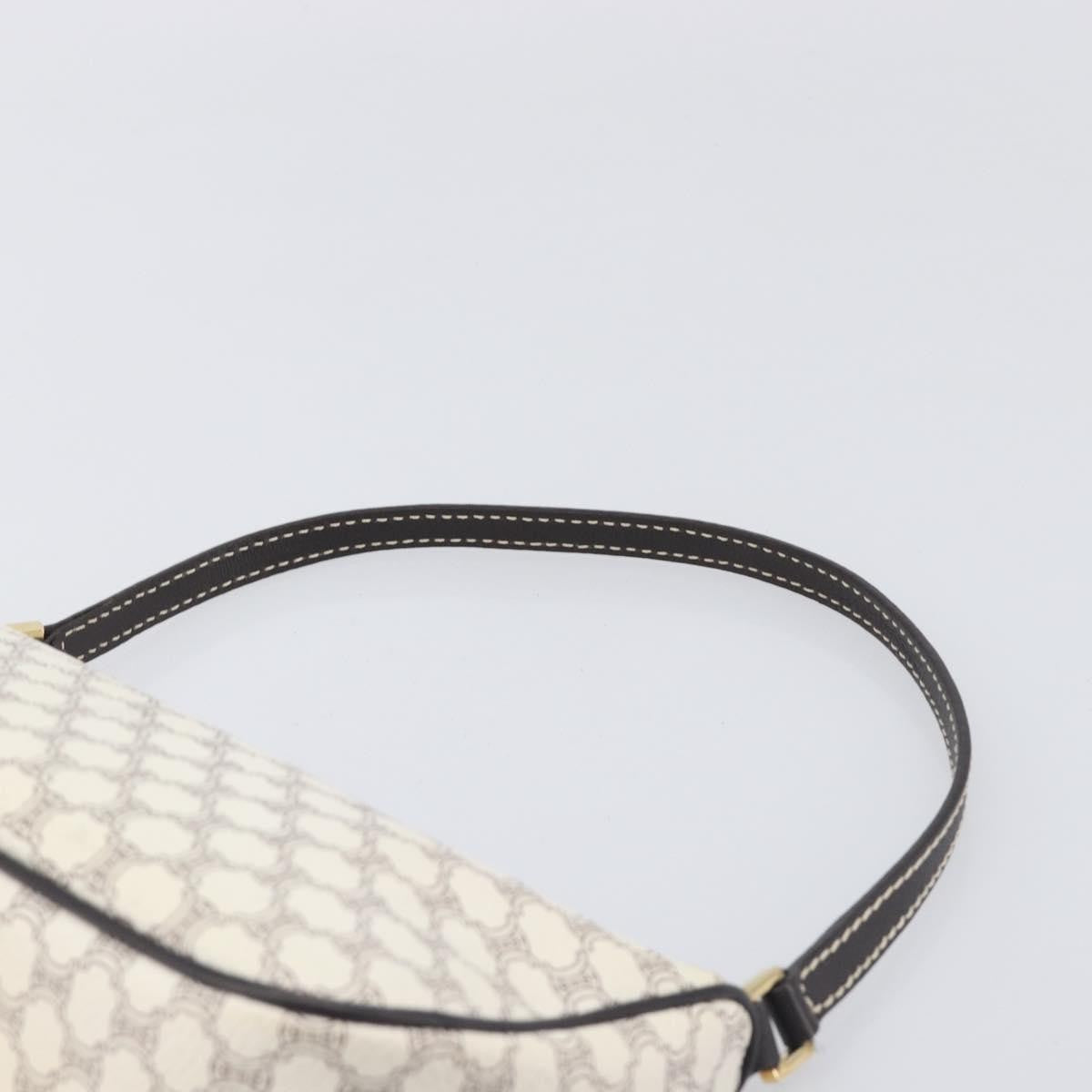 Celine Triomphe Macadam Zip Shoulder Bag Canvas White Pvc Clutche & Pouche Bag (Pre-Owned)