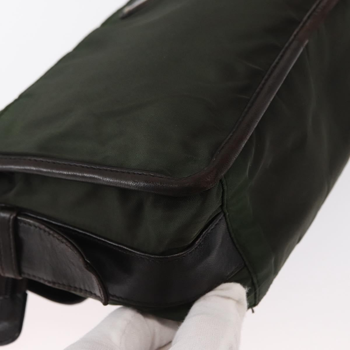 Prada Double Buckle Flap Messenger Tessuto Khaki Nylon Shoulder Bag Bag (Pre-Owned)