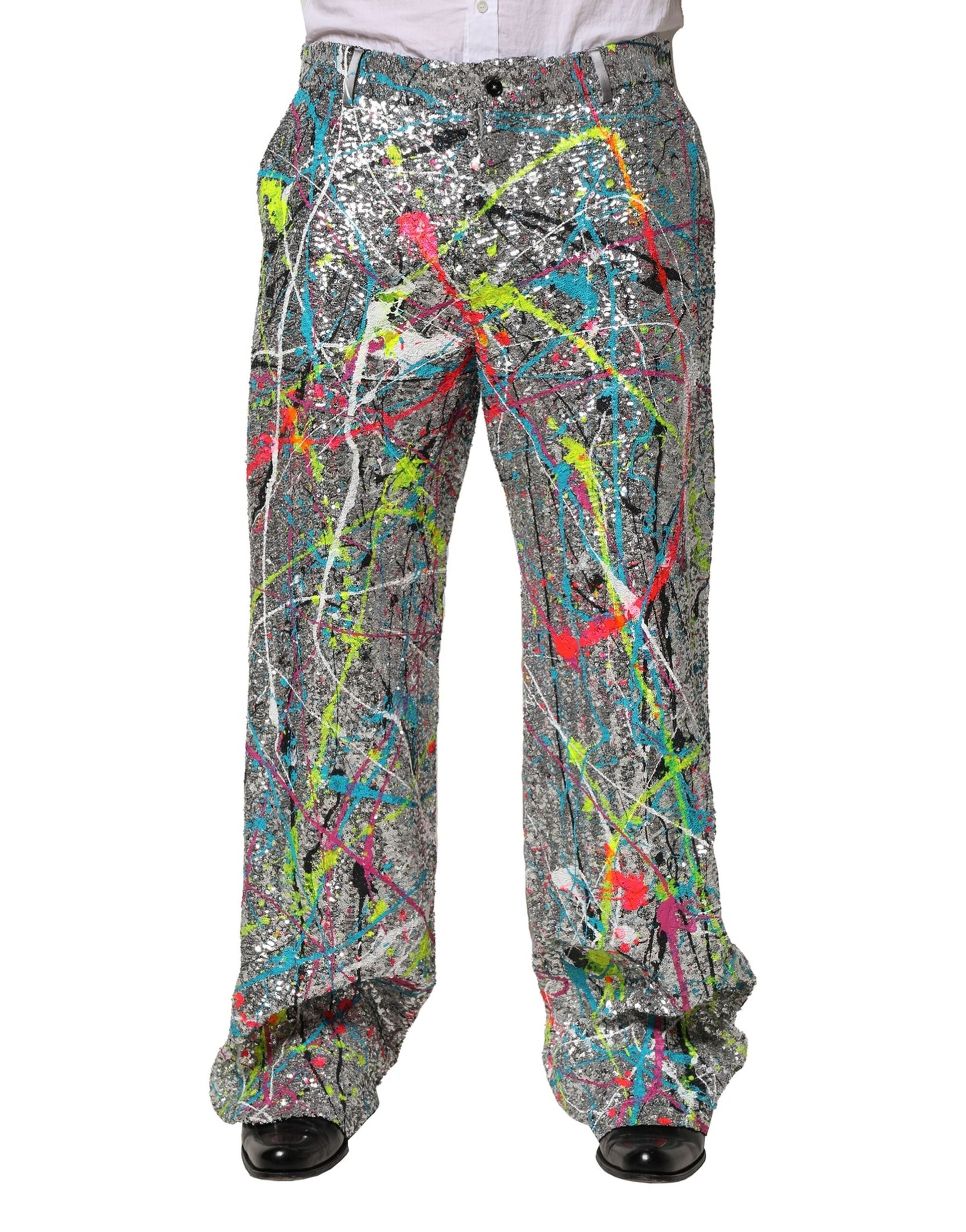Dolce & Gabbana Multicolor Sequined Embellished Men's Pants