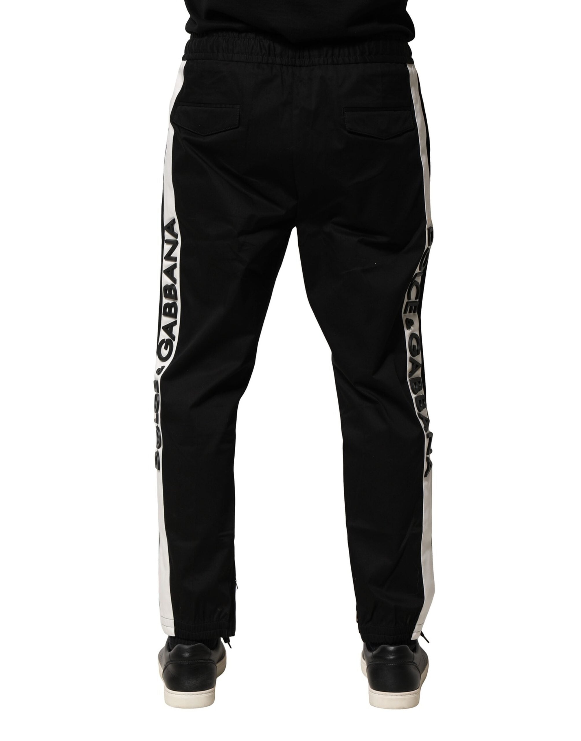 Dolce & Gabbana Black Cotton Mid Waist Jogger Men's Pants