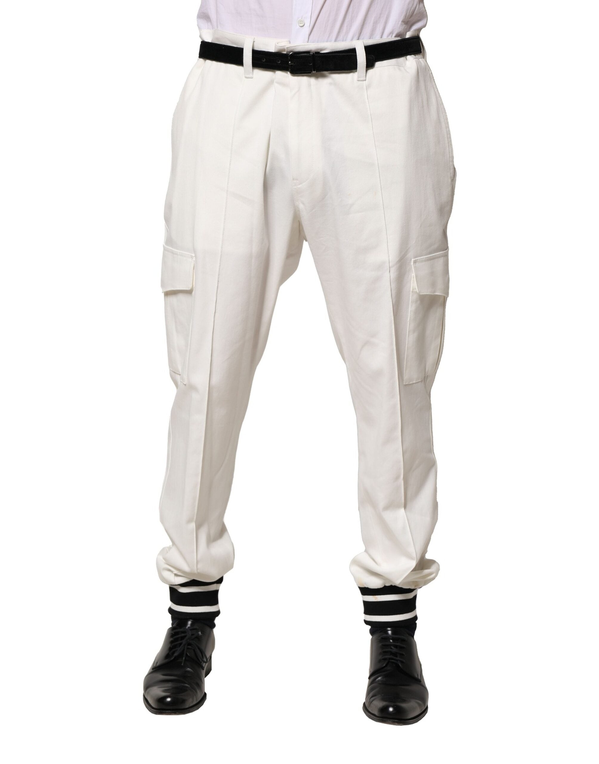 Dolce & Gabbana White Cotton Cargo Jogger Men Men's Pants (Pre-Owned)
