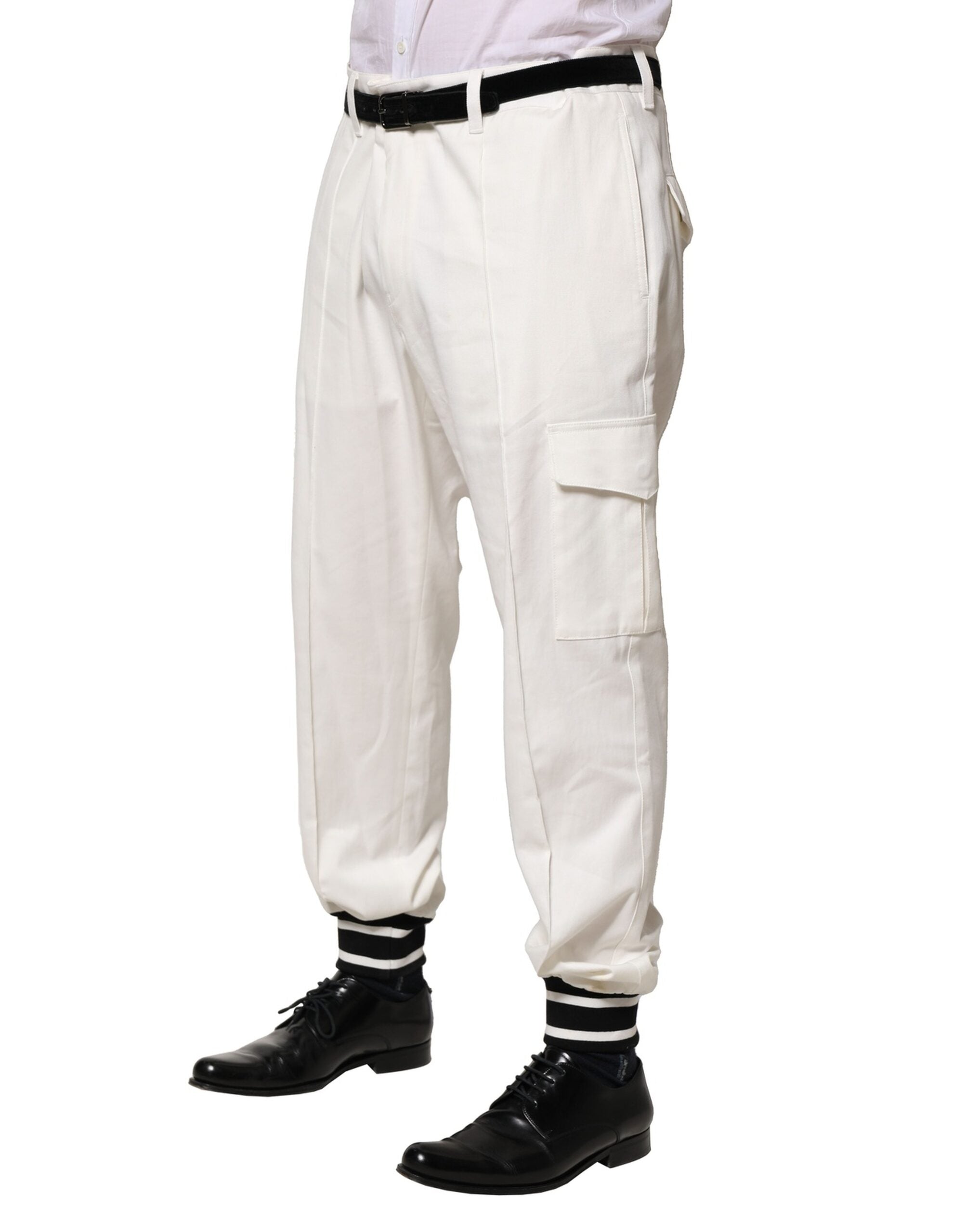 Dolce & Gabbana White Cotton Cargo Jogger Men Men's Pants (Pre-Owned)