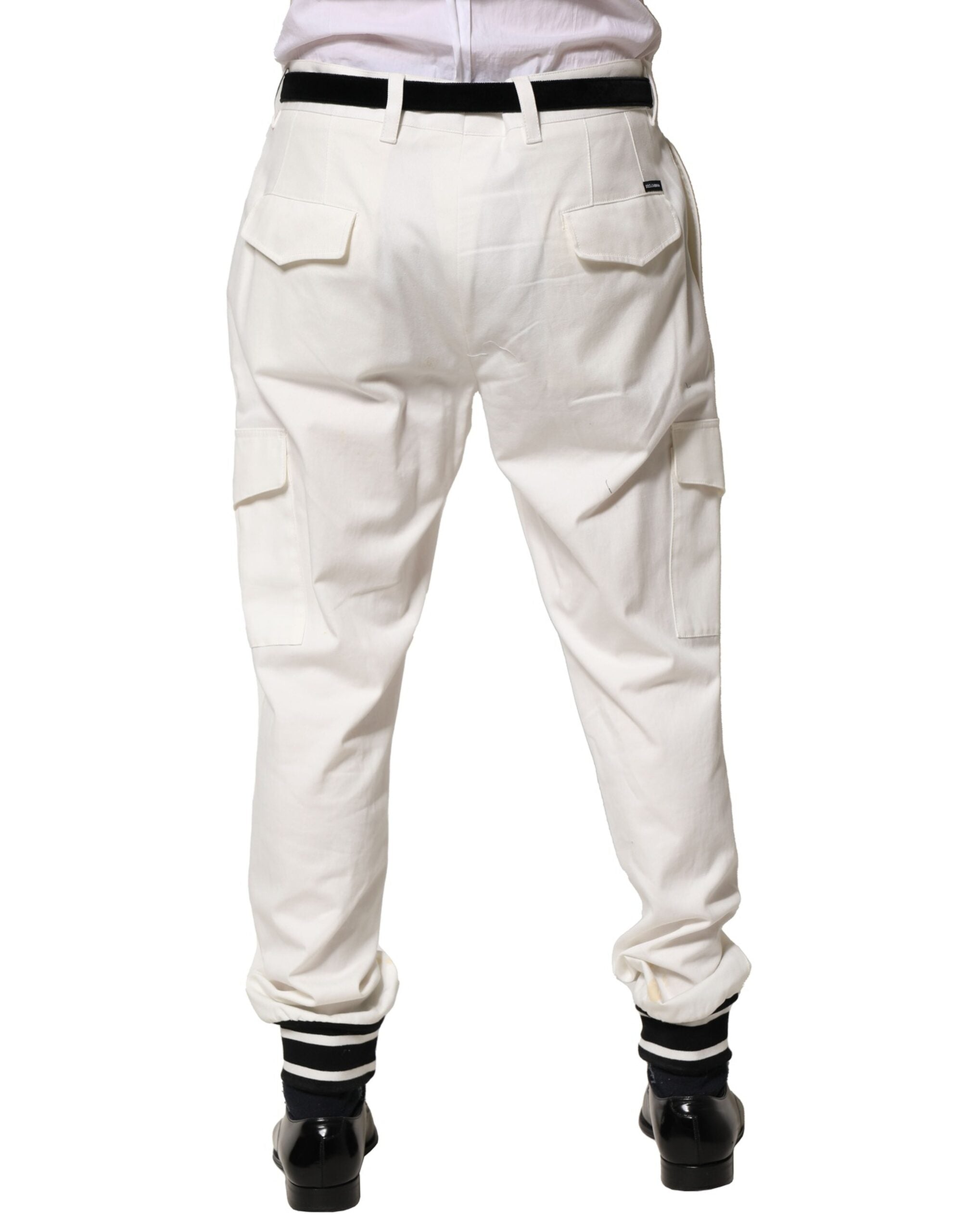 Dolce & Gabbana White Cotton Cargo Jogger Men Men's Pants (Pre-Owned)