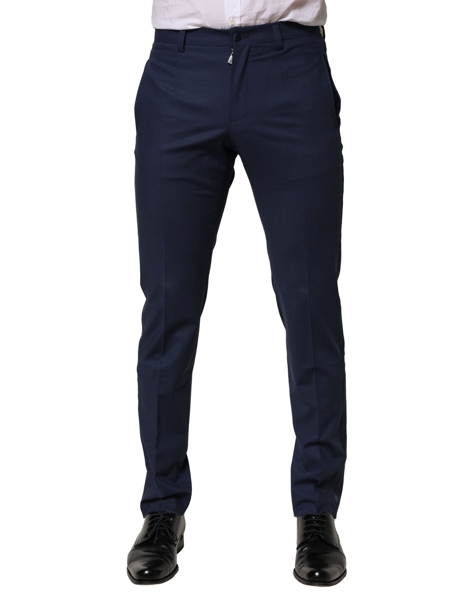 Dolce & Gabbana Dark Blue Wool Dress Formal Men's Pants