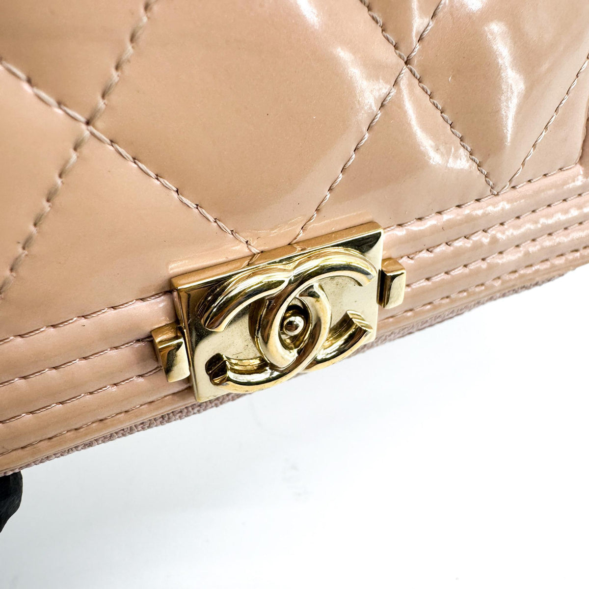 Chanel Boy Zip Around Quilted Patent Pink Patent_Leather Wallets Accessory (Pre-Owned)