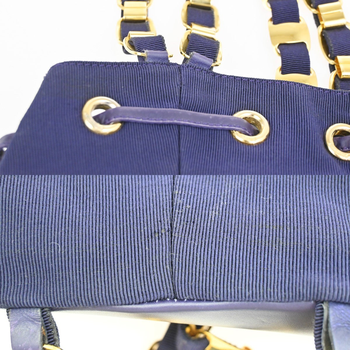 Salvatore Ferragamo Vara Chain Canvas Purple Canvas Backpack Bag (Pre-Owned)