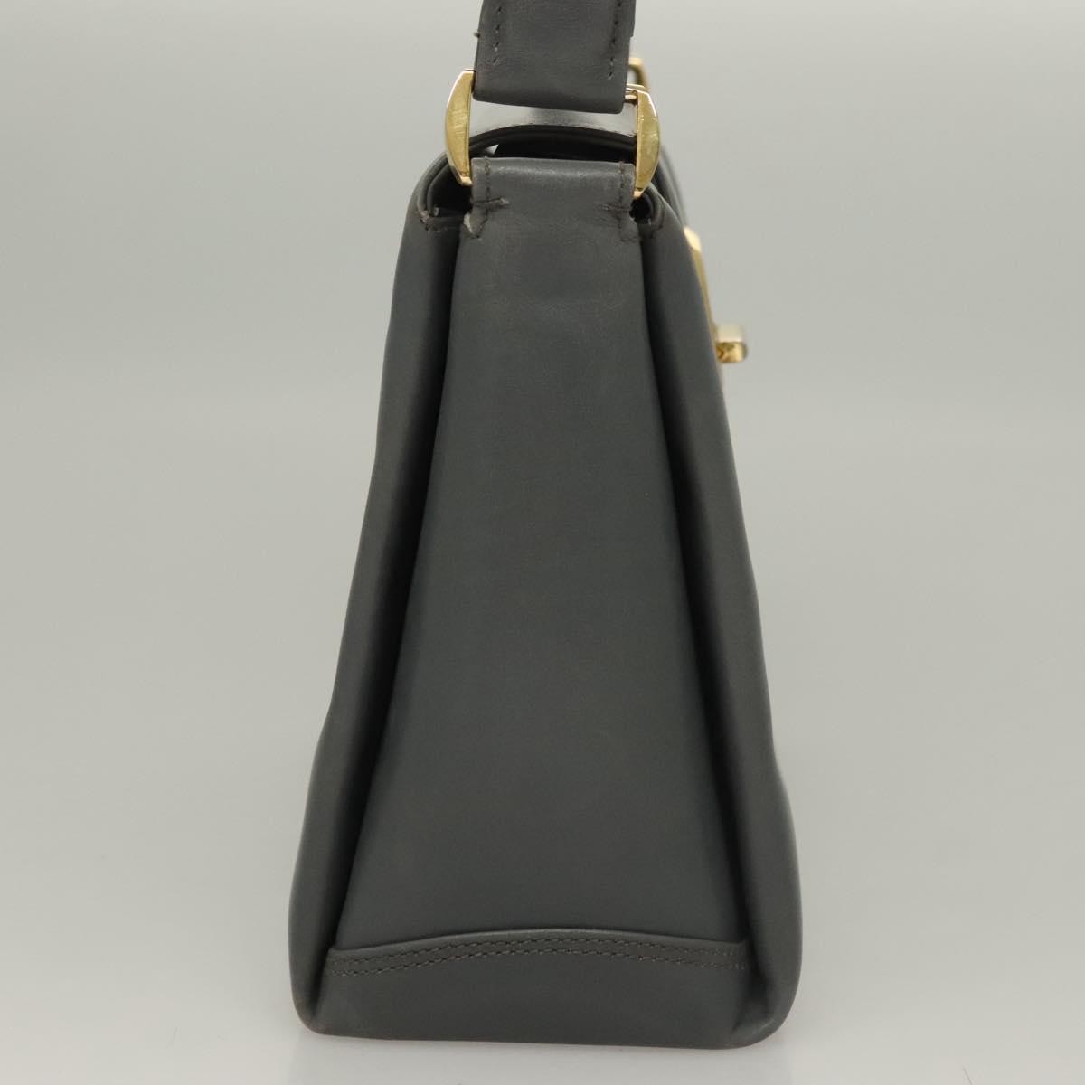 Gucci 1973 Top Handle Leather Gray Leather Handbag (Pre-Owned)
