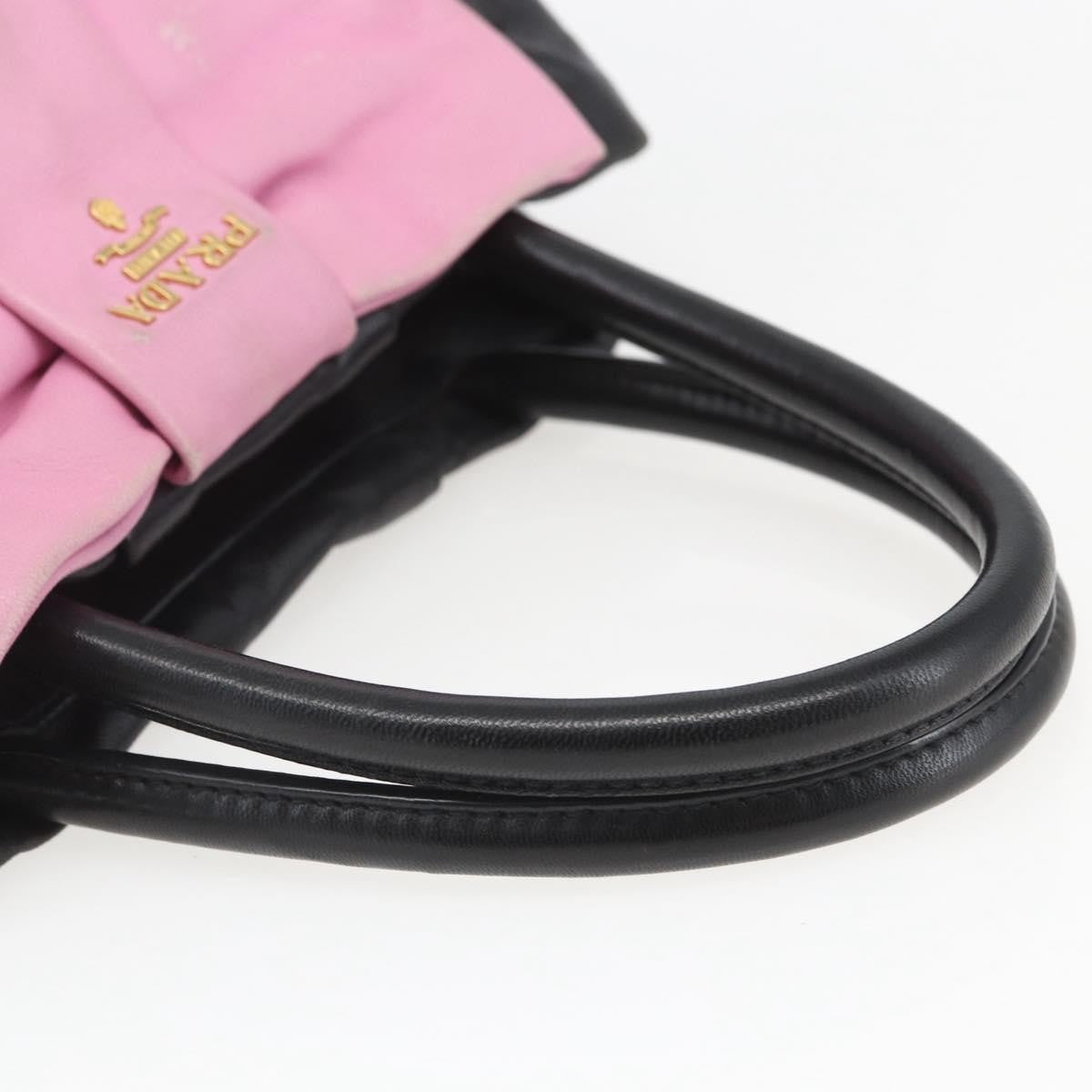 Prada Bow Tote Leather Black Leather Tote Bag Bag (Pre-Owned)