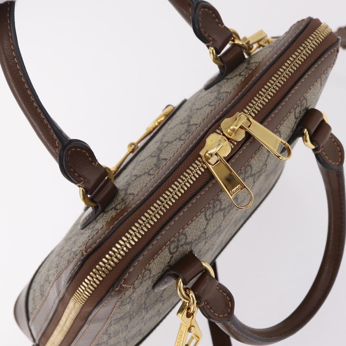 Gucci Horsebit 1955 Top Handle Gg Coated Canvas With Leather Beige Canvas Handbag (Pre-Owned)