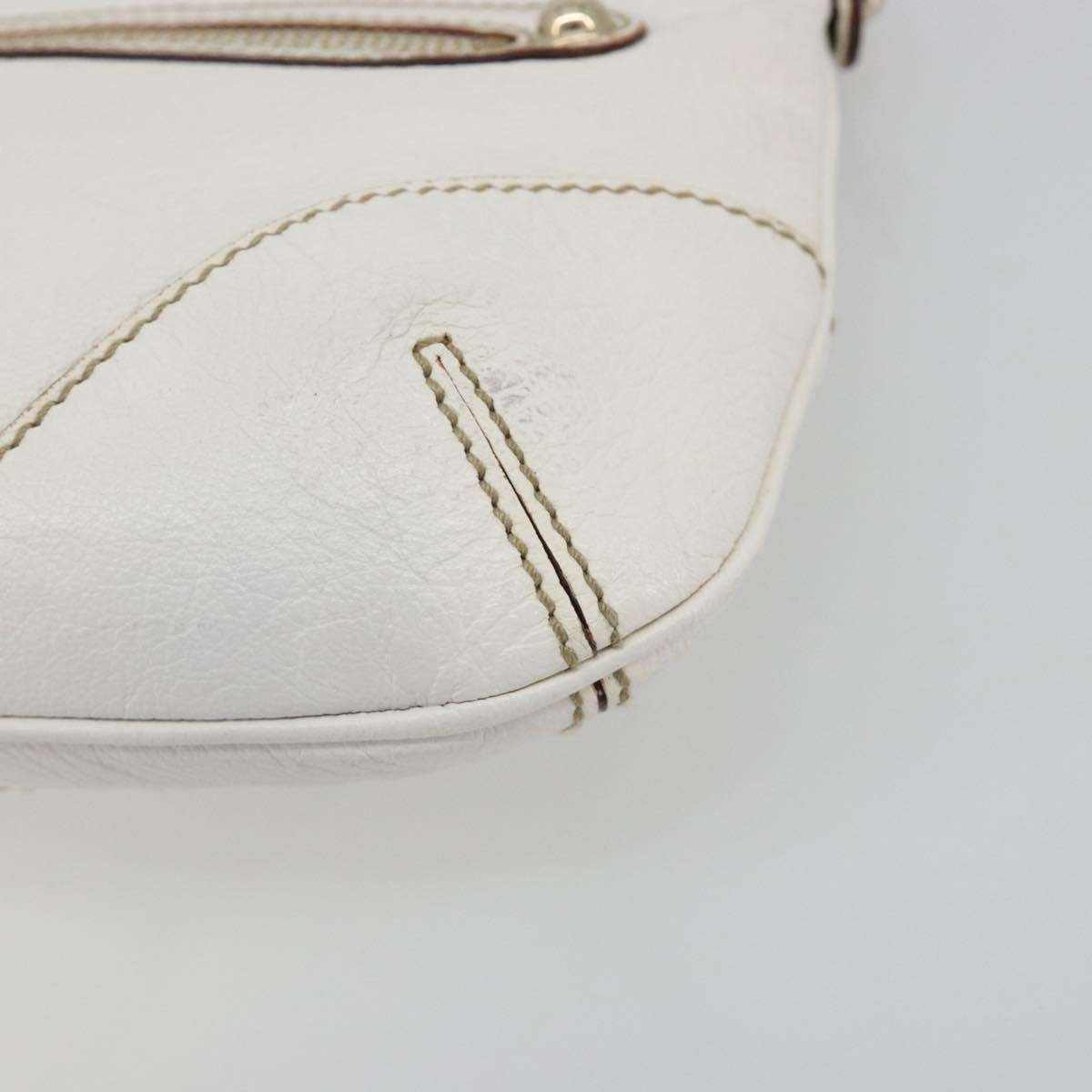 Gucci Sherry Line Chain Leather White Leather Tote Bag Bag (Pre-Owned)