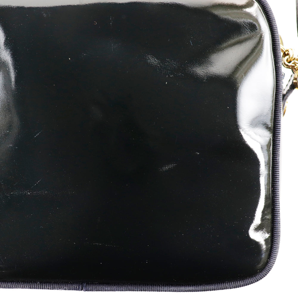 Salvatore Ferragamo Vala Black Patent Leather Shoulder Bag (Pre-Owned)