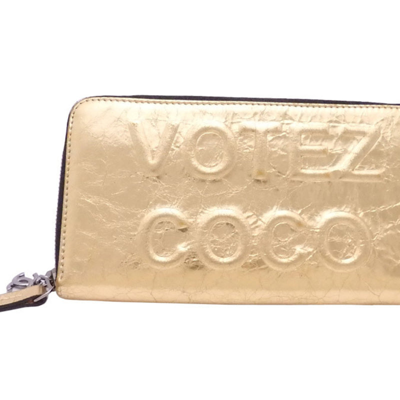 Chanel Coco Mark Gold Leather Wallet  (Pre-Owned)