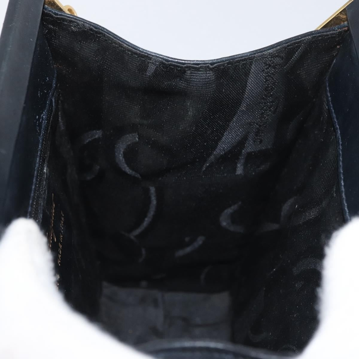Salvatore Ferragamo Convertible Vara Bow Tote Leather Navy Leather Handbag (Pre-Owned)