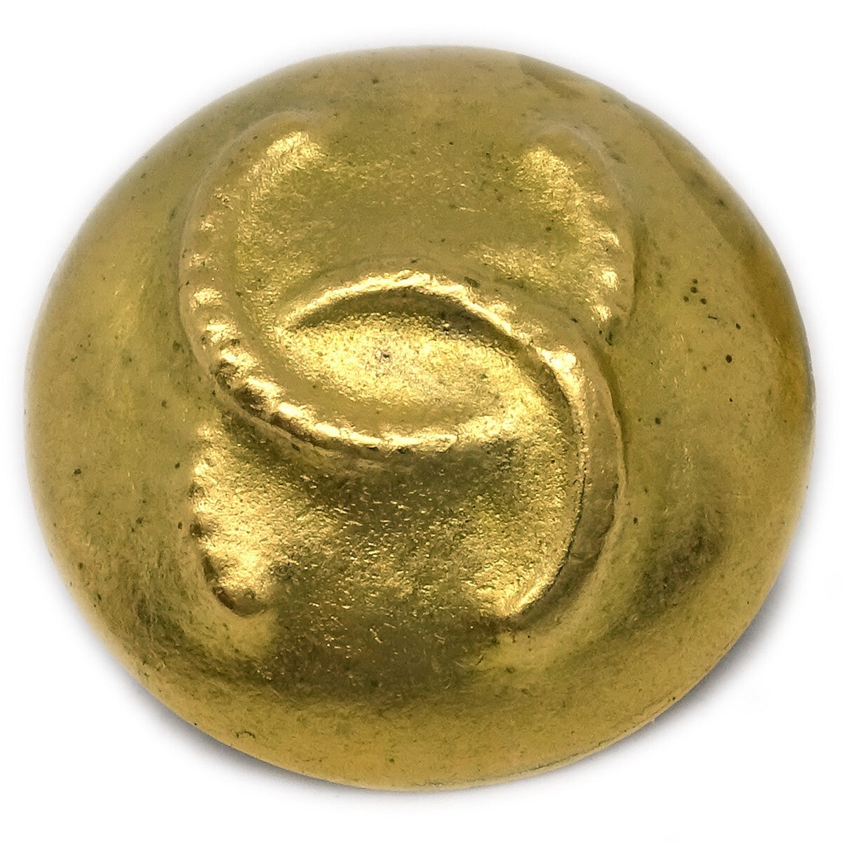 Chanel Vintage Cc Round Button Clip-On Metal Gold Gold_Plated Earrings Jewelry (Pre-Owned)