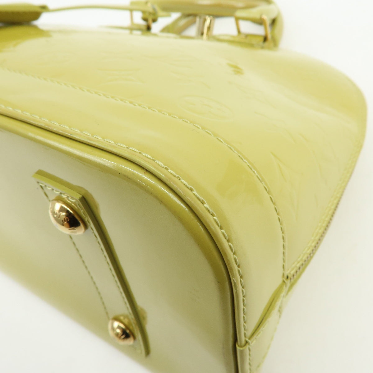 Louis Vuitton Alma Monogram Vernis Green Patent_Leather Handbag (Pre-Owned)
