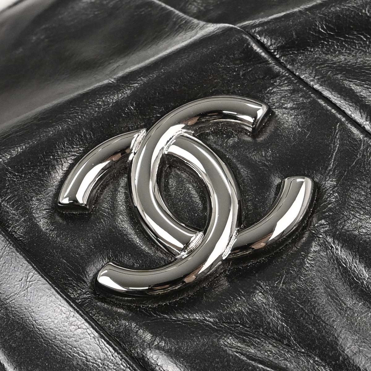 Chanel Twisted Bowling Glazed Calfskin Black Leather Shoulder Bag Bag (Pre-Owned)