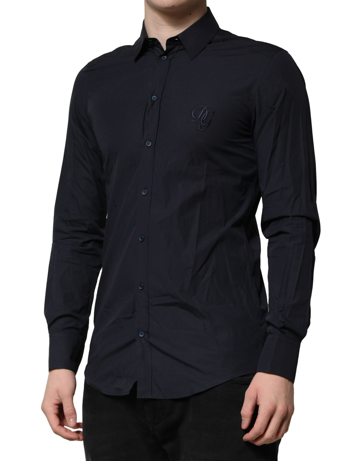 Dolce & Gabbana Dark Blue MARTINI Cotton Dress Formal Men's Shirt