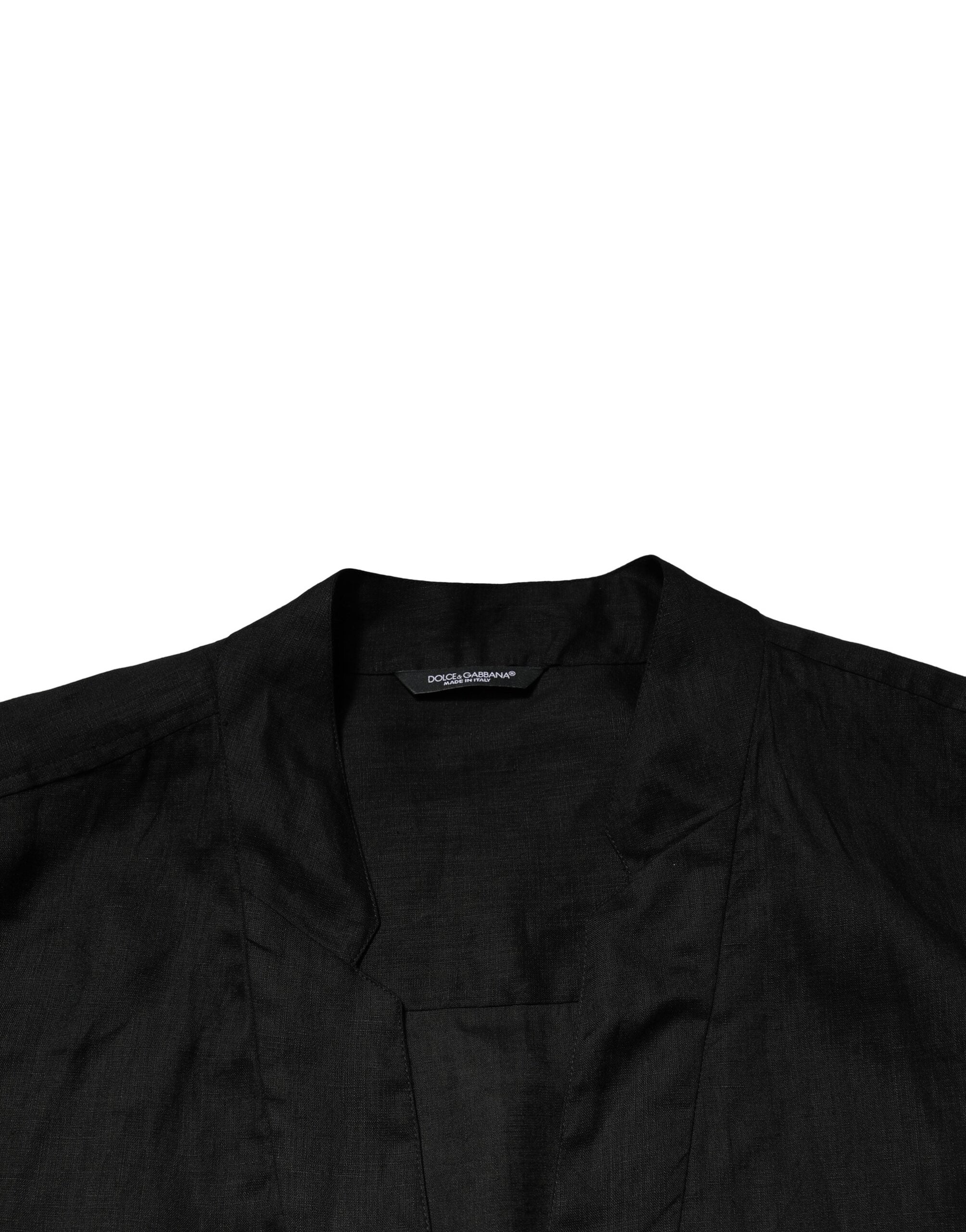 Dolce & Gabbana Black Linen Long Sleeves Men Casual Men's Shirt