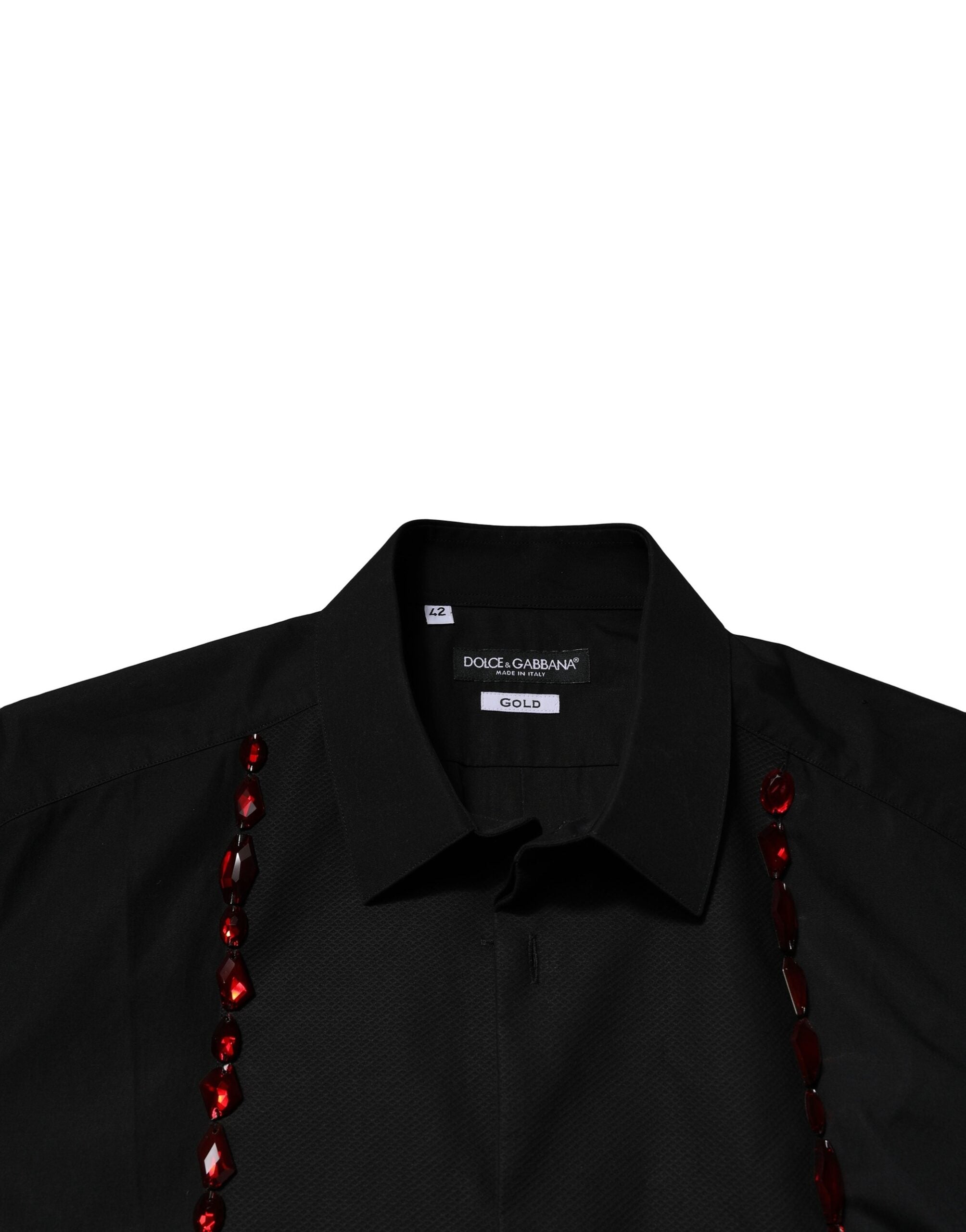Dolce & Gabbana Black Crystal GOLD Formal Men Dress Men's Shirt