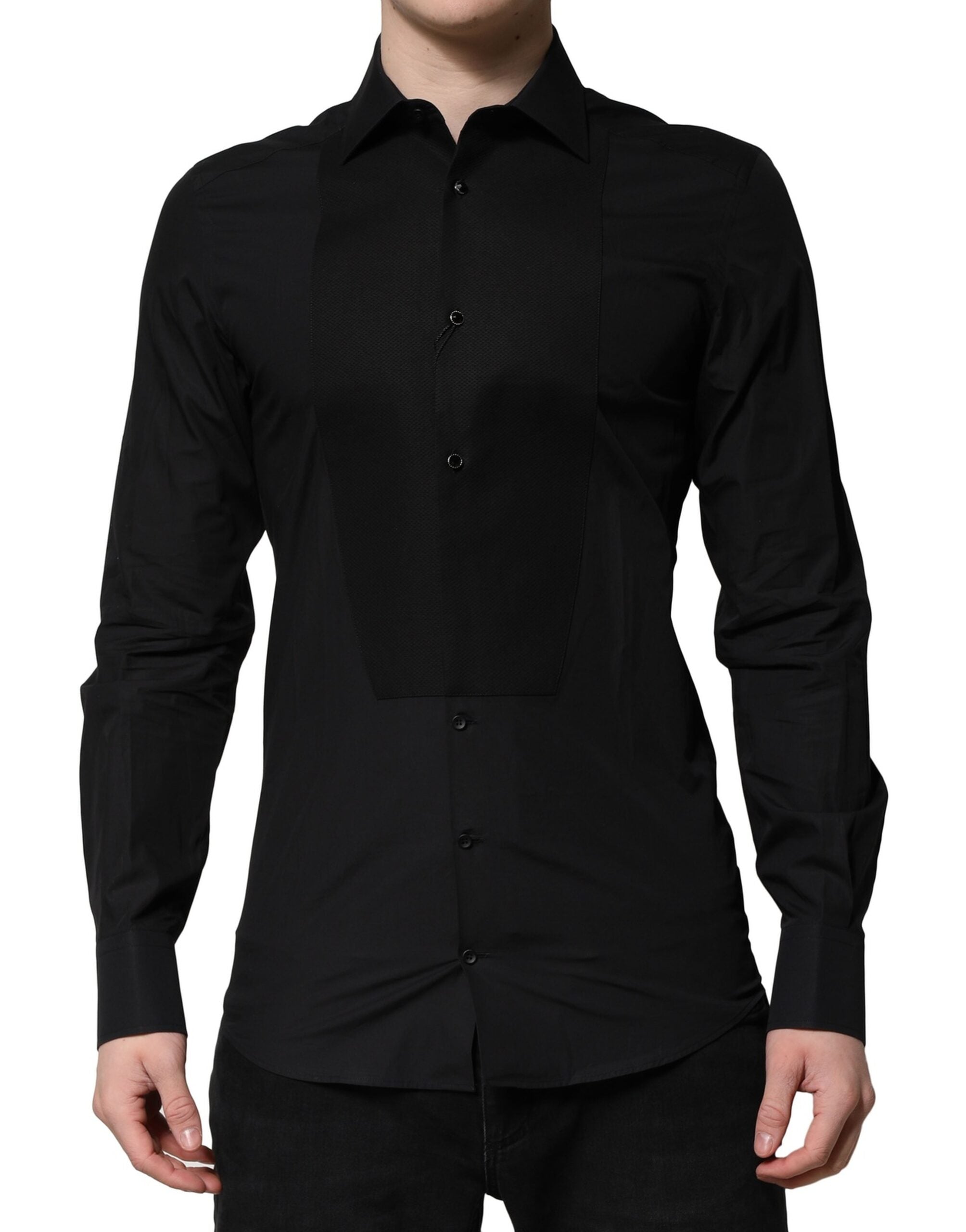 Dolce & Gabbana Black GOLD Long Sleeves Dress Formal Men's Shirt