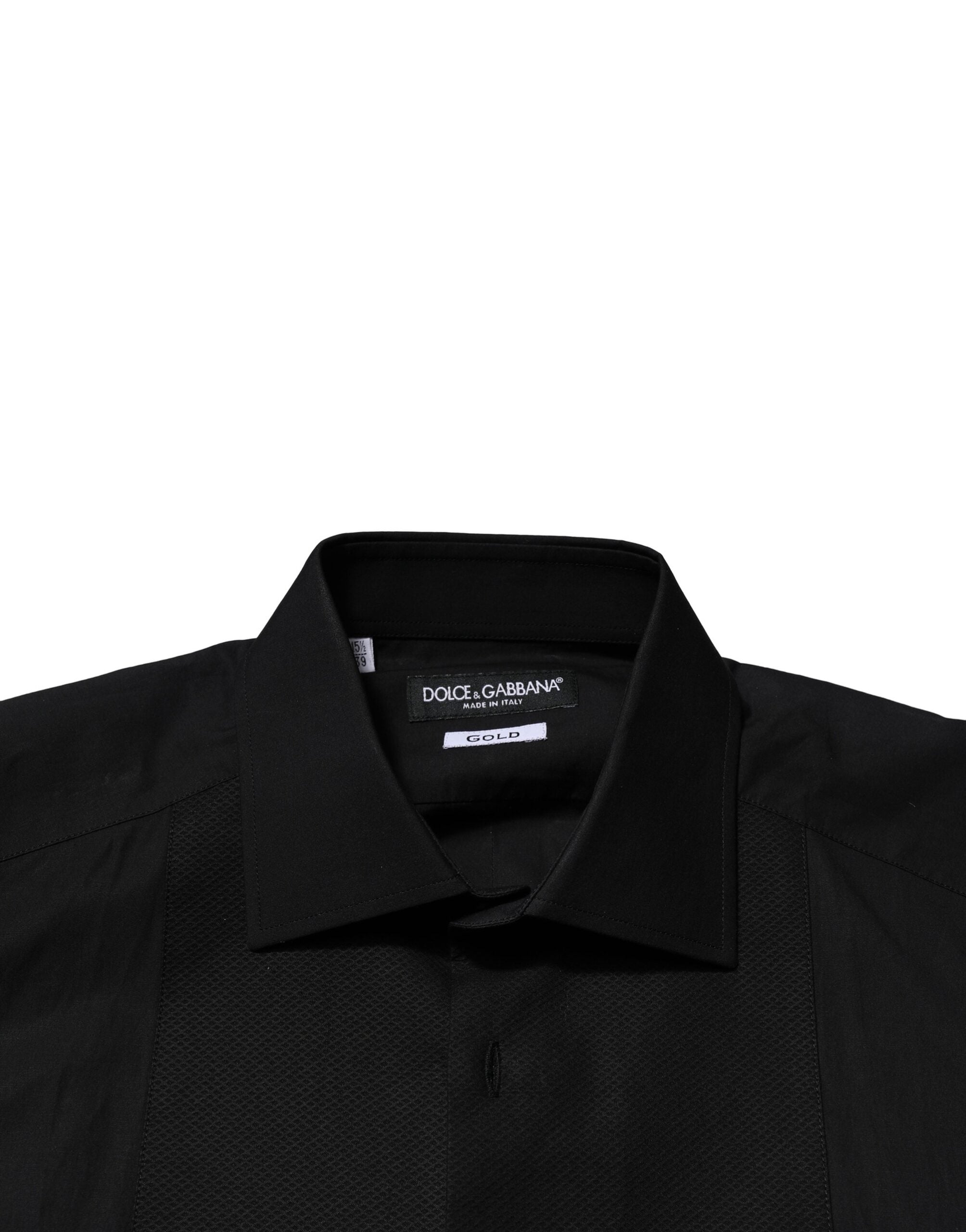 Dolce & Gabbana Black GOLD Long Sleeves Dress Formal Men's Shirt