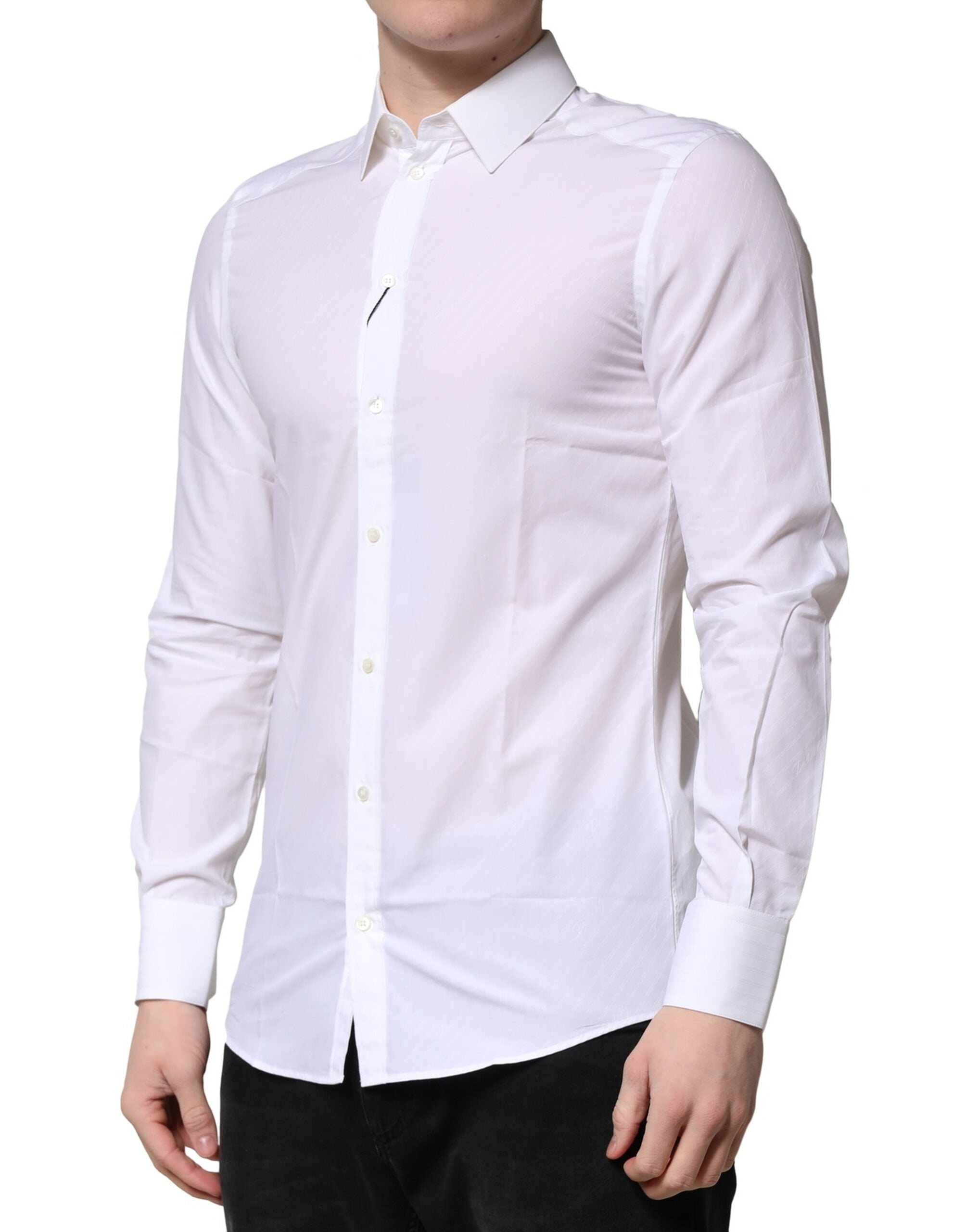 Dolce & Gabbana White MARTINI Long Sleeves Dress Formal Men's Shirt