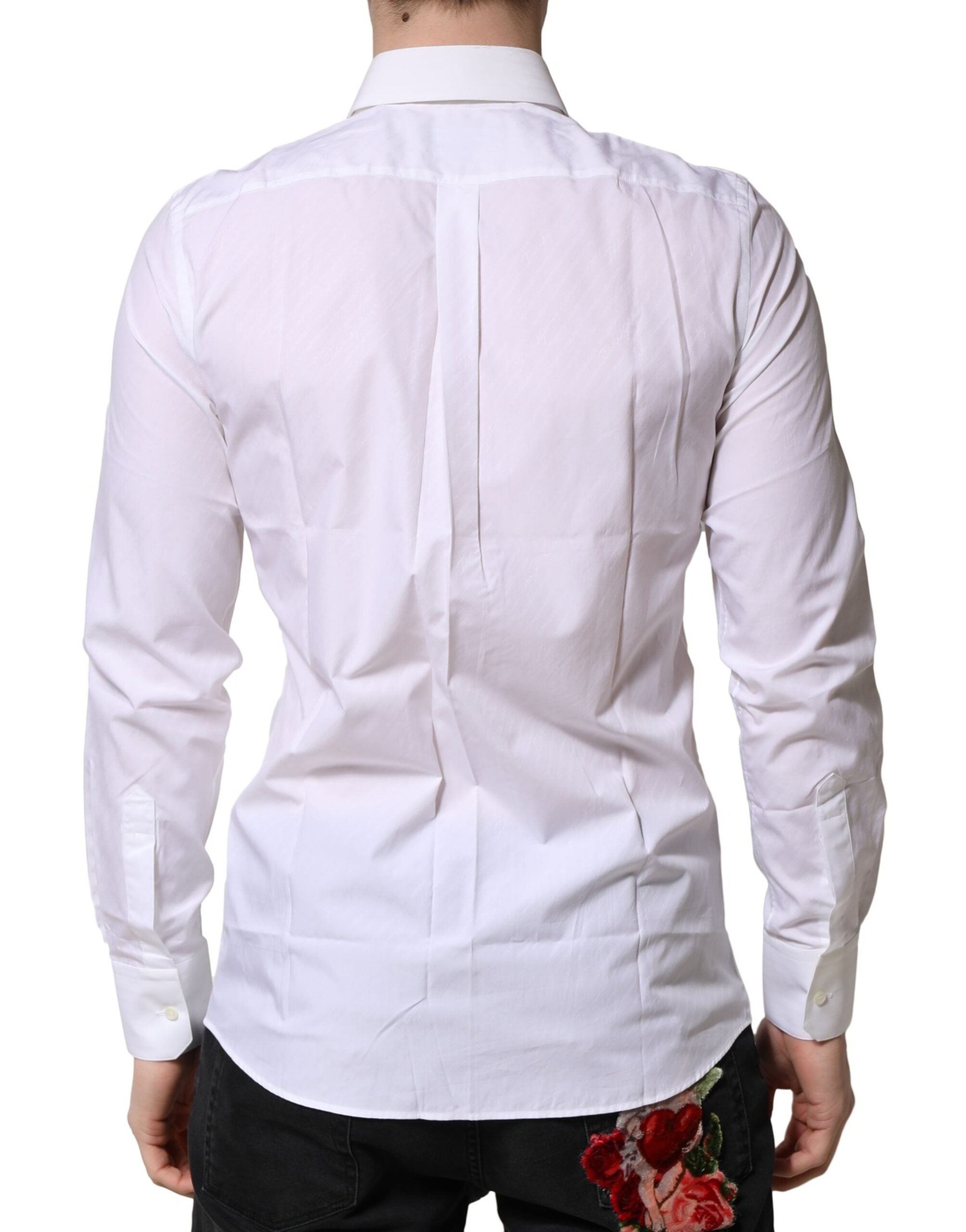 Dolce & Gabbana White MARTINI Long Sleeves Dress Formal Men's Shirt