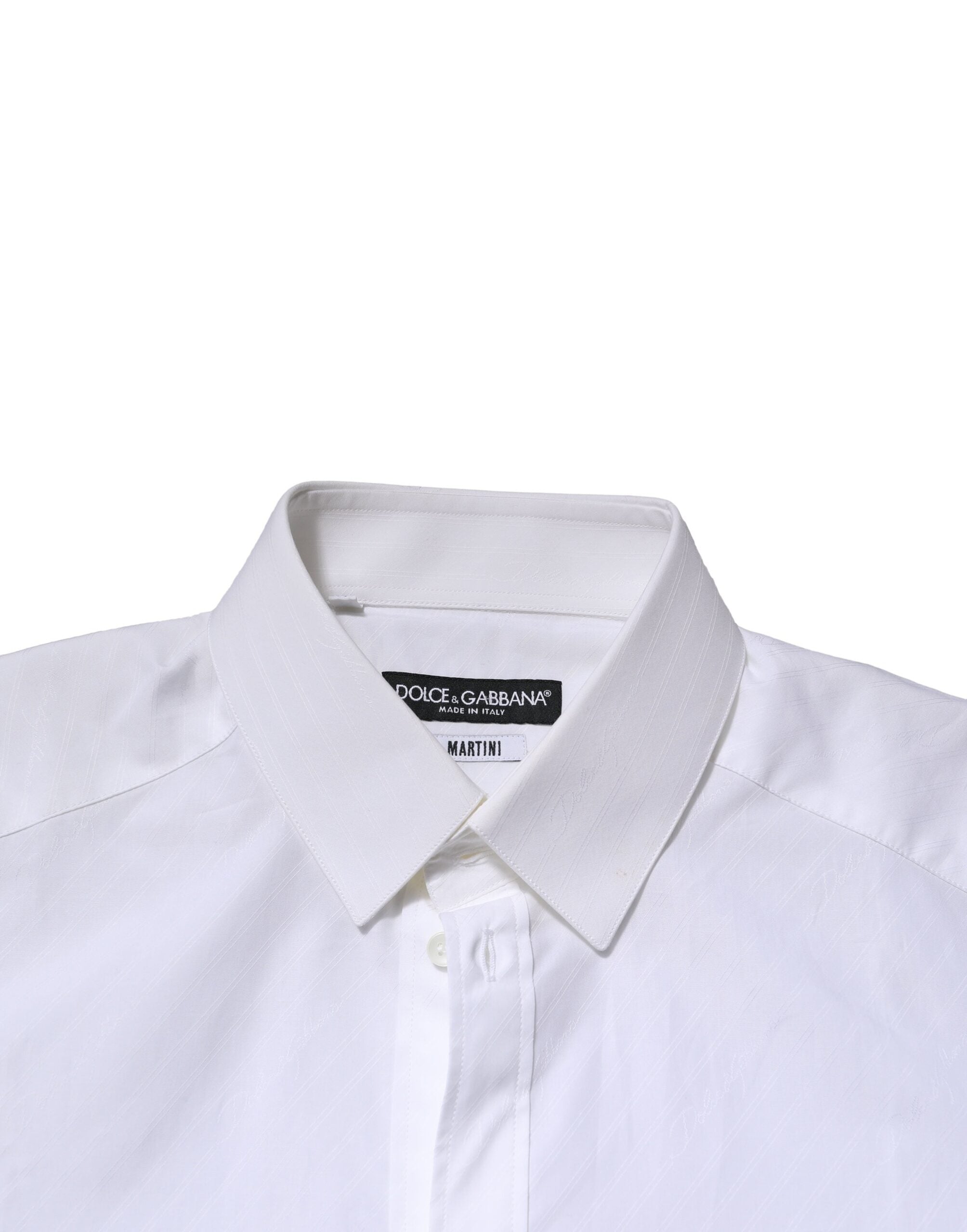 Dolce & Gabbana White MARTINI Long Sleeves Dress Formal Men's Shirt