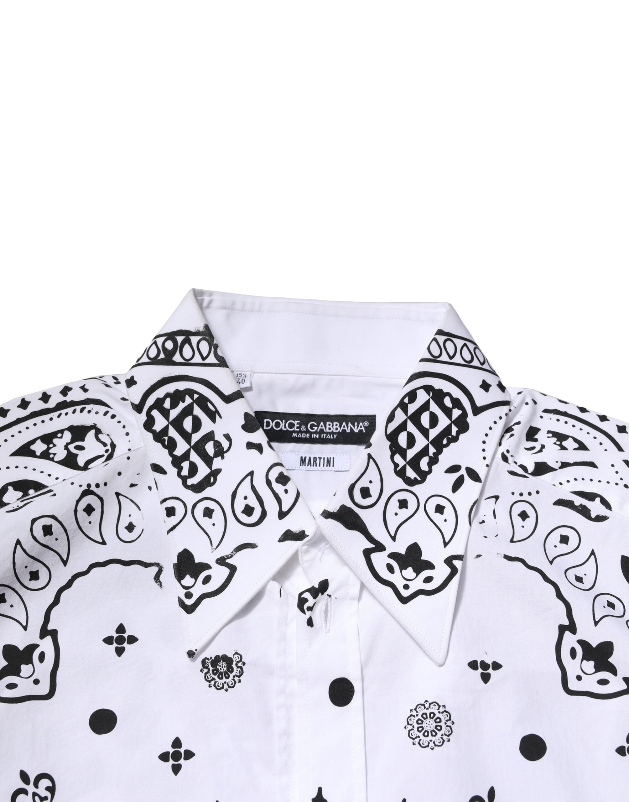 Dolce & Gabbana White MARTINI Bandana Print Formal Men's Shirt (Pre-Owned)