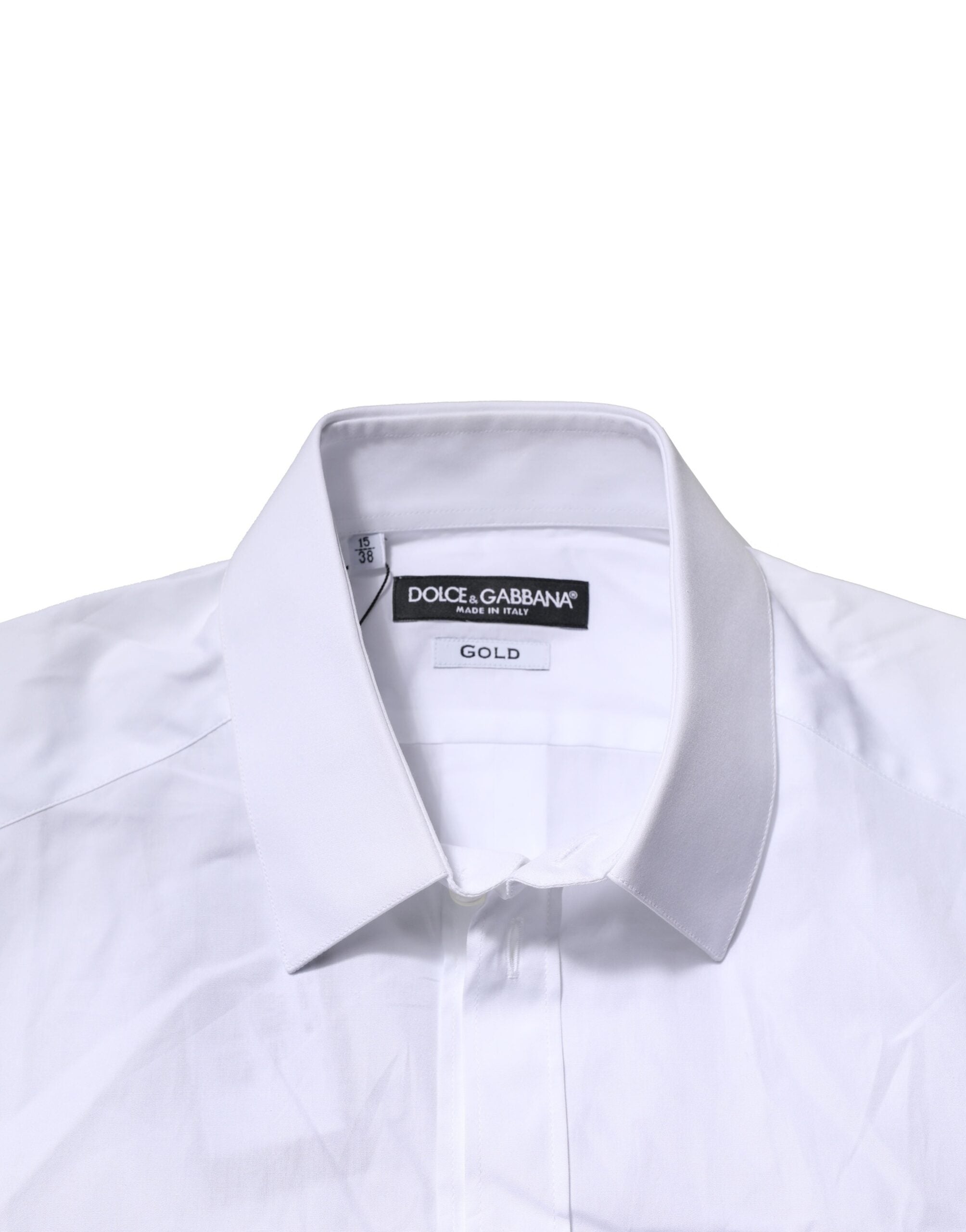 Dolce & Gabbana White Cotton Short Sleeves GOLD Casual Men's Shirt