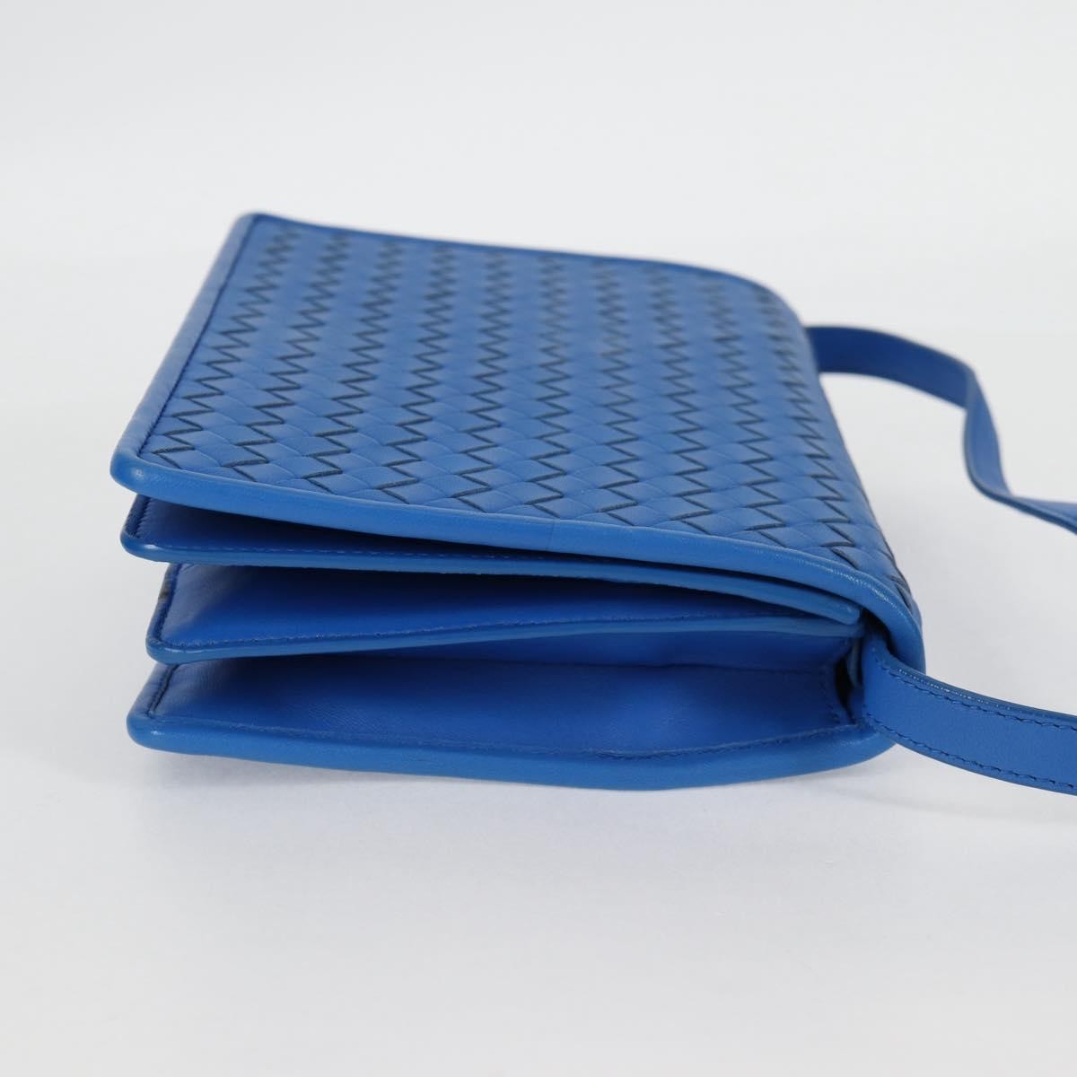 Bottega Veneta Double Compartment Flap Intrecciato Nappa Blue Leather Shoulder Bag Bag (Pre-Owned)