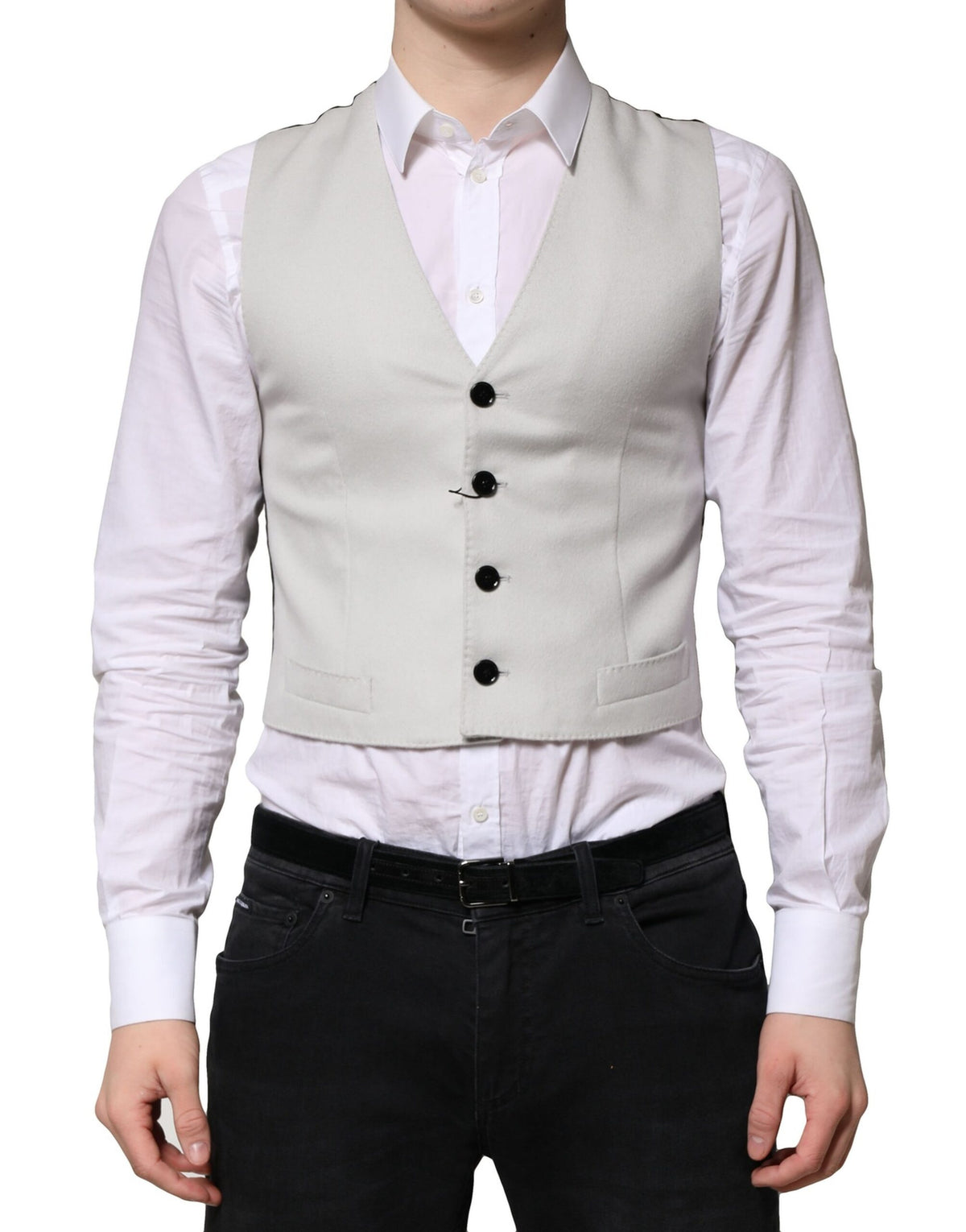 Dolce & Gabbana Gray Wool Dress Formal Men Waistcoat Men's Vest