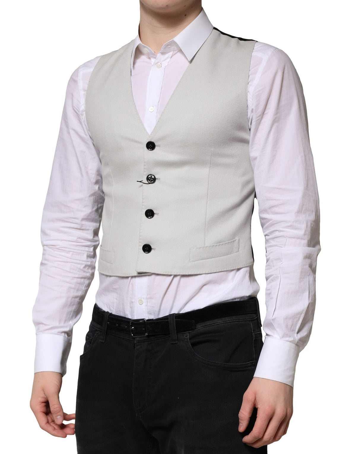 Dolce & Gabbana Gray Wool Dress Formal Men Waistcoat Men's Vest