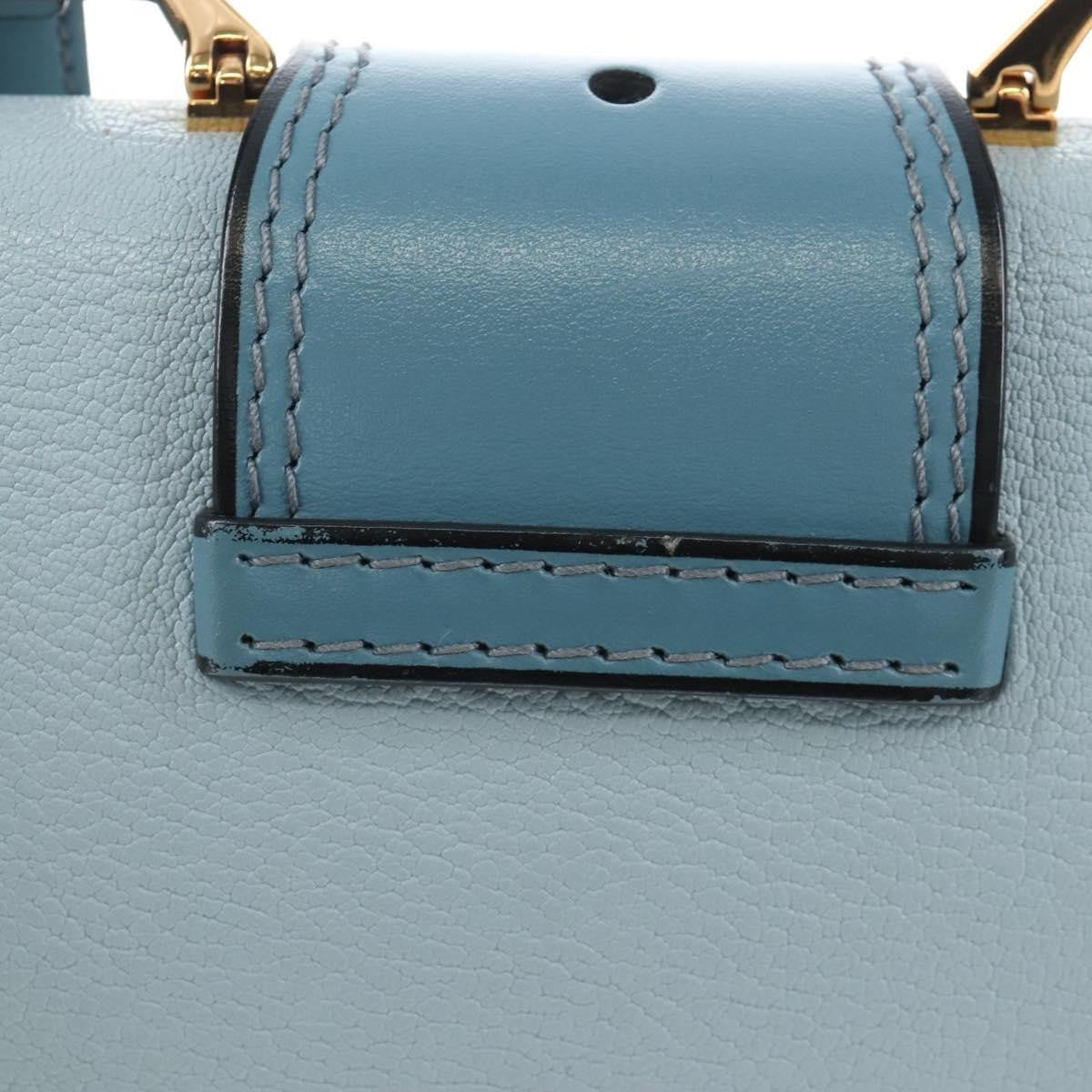 Miu Miu Madras Crystal Buckle Leather Blue Leather Shoulder Bag Bag (Pre-Owned)
