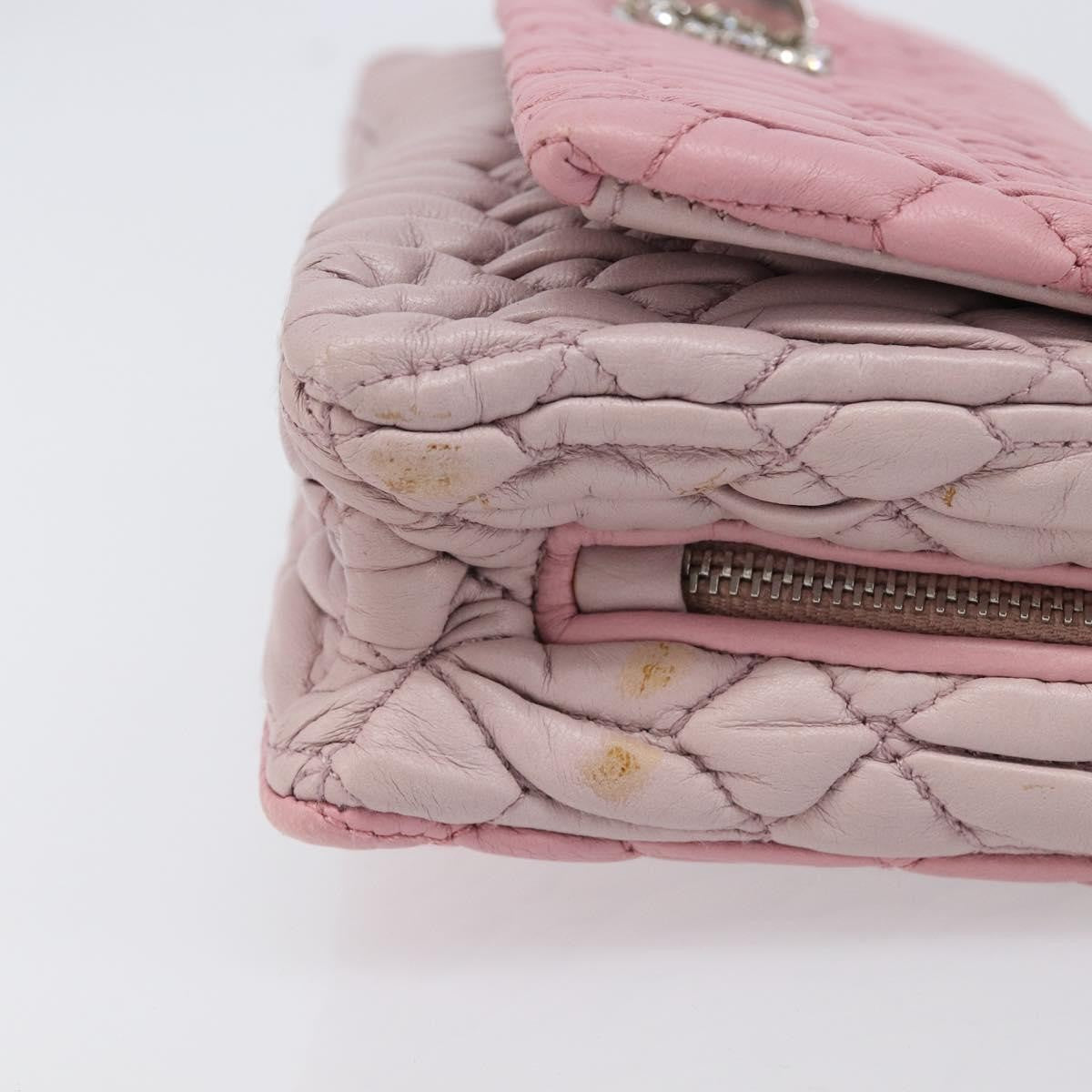 Miu Miu Crystal 2Way Matelasse Leather Pink Leather Clutche & Pouche Bag (Pre-Owned)
