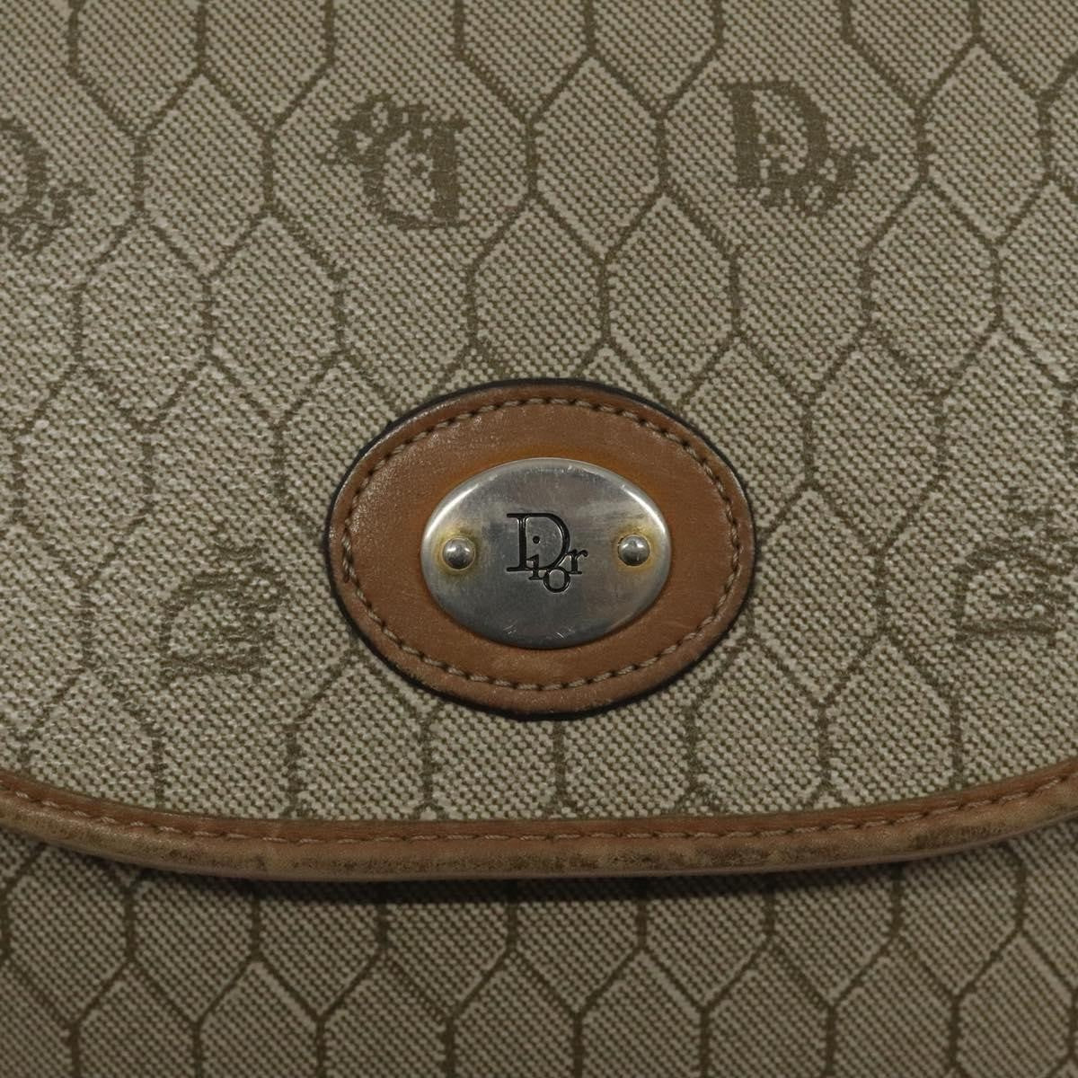 Christian Dior Vintage Honeycomb Flap Canvas And Leather Beige Canvas Shoulder Bag Bag (Pre-Owned)