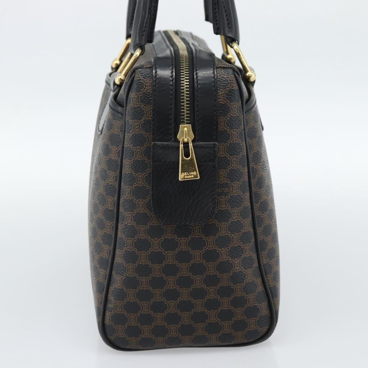 Celine Vintage Boston Macadam Coated Canvas Black Canvas Handbag (Pre-Owned)