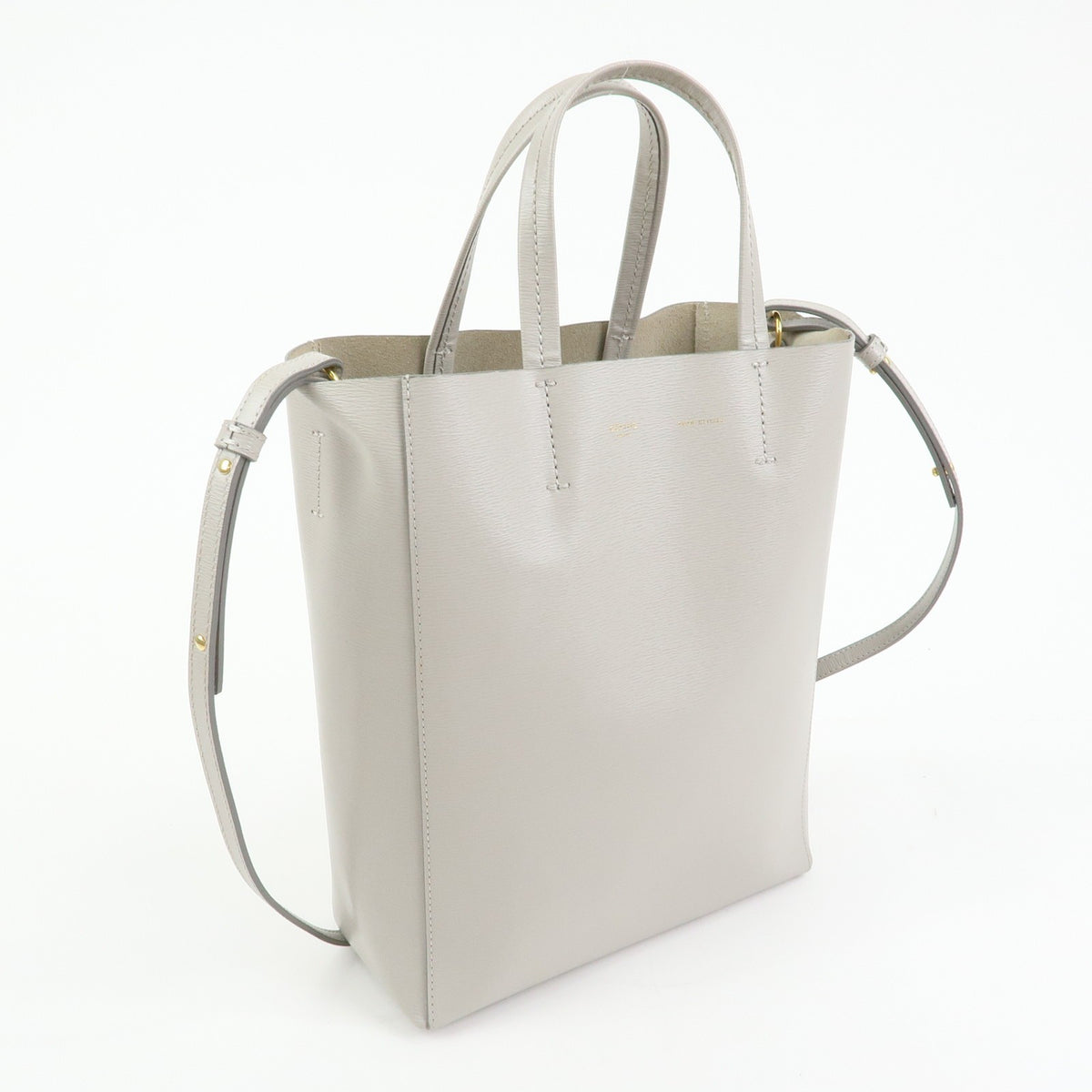 Celine Vertical Cabas Leather Beige Leather Tote Bag Bag (Pre-Owned)