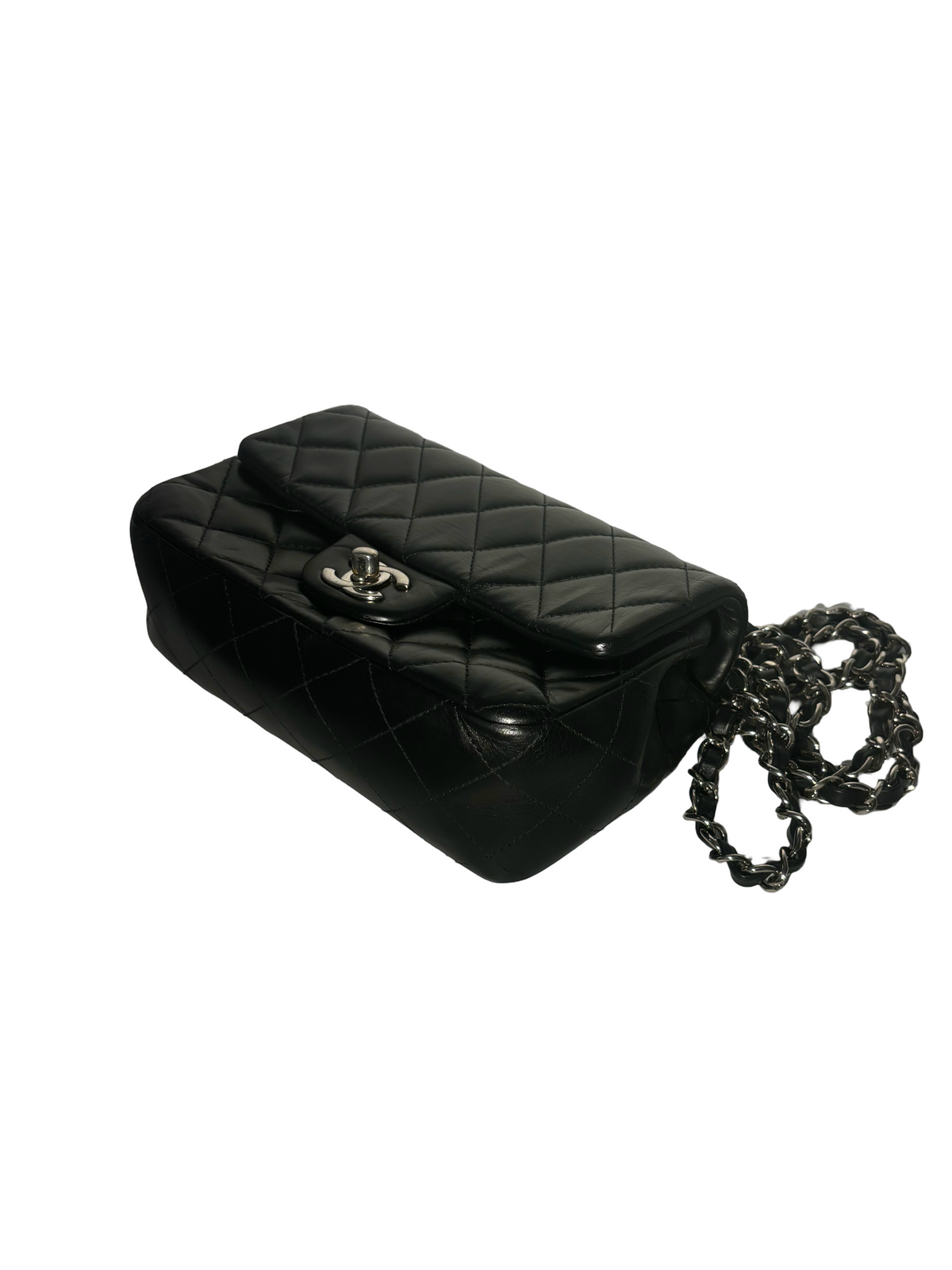 Chanel Classic Single Flap Quilted Lambskin Black Leather Handbag (Pre-Owned)