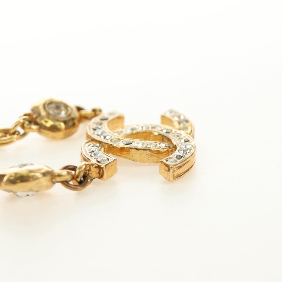Chanel Cc Pendant Metal With Crystals Gold Metal Necklace Jewelry (Pre-Owned)