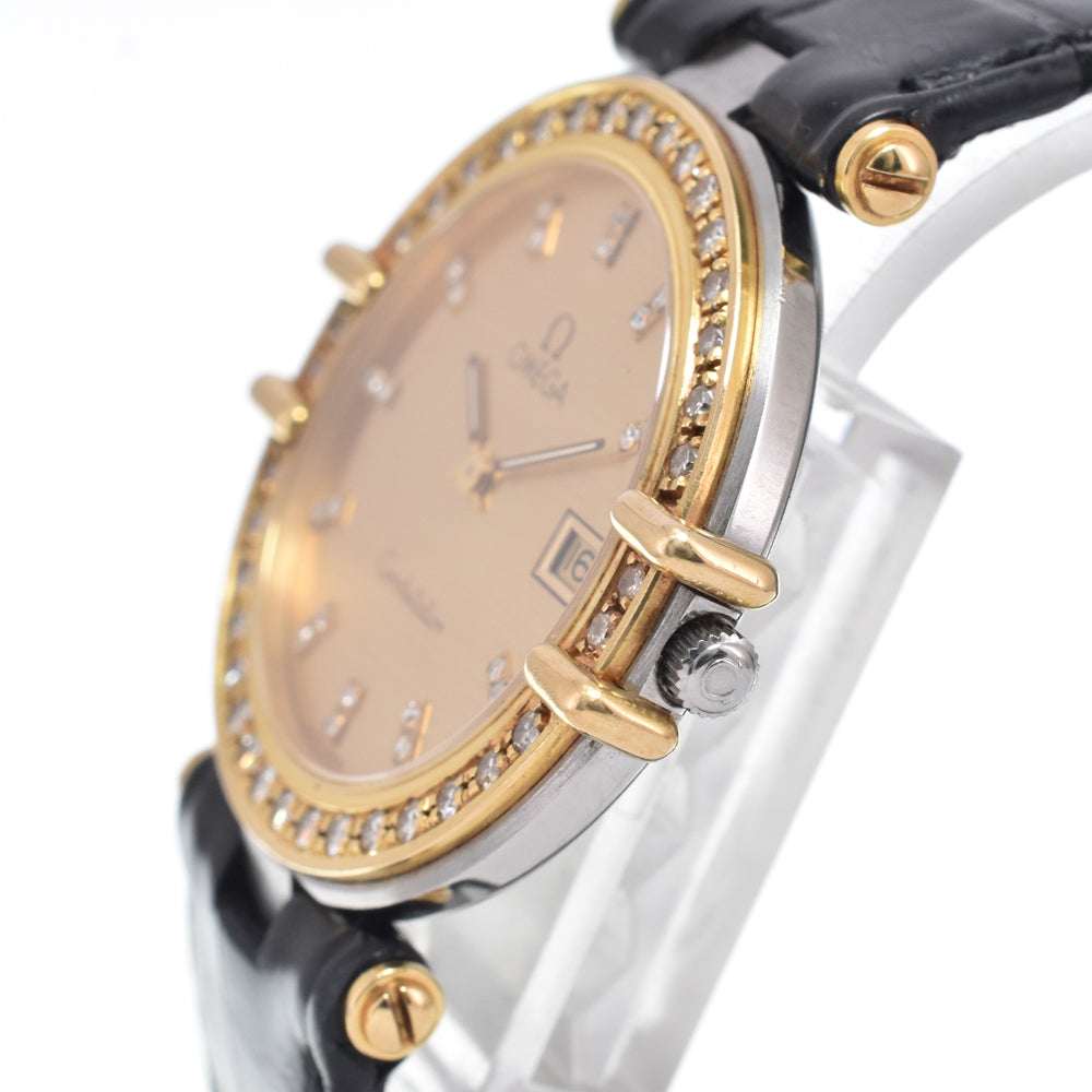 Omega Constellation Quartz Stainless Steel And Yellow Gold With Diamond Bezel And Markers And Mother Of Pearl Watch (Pre-Owned)