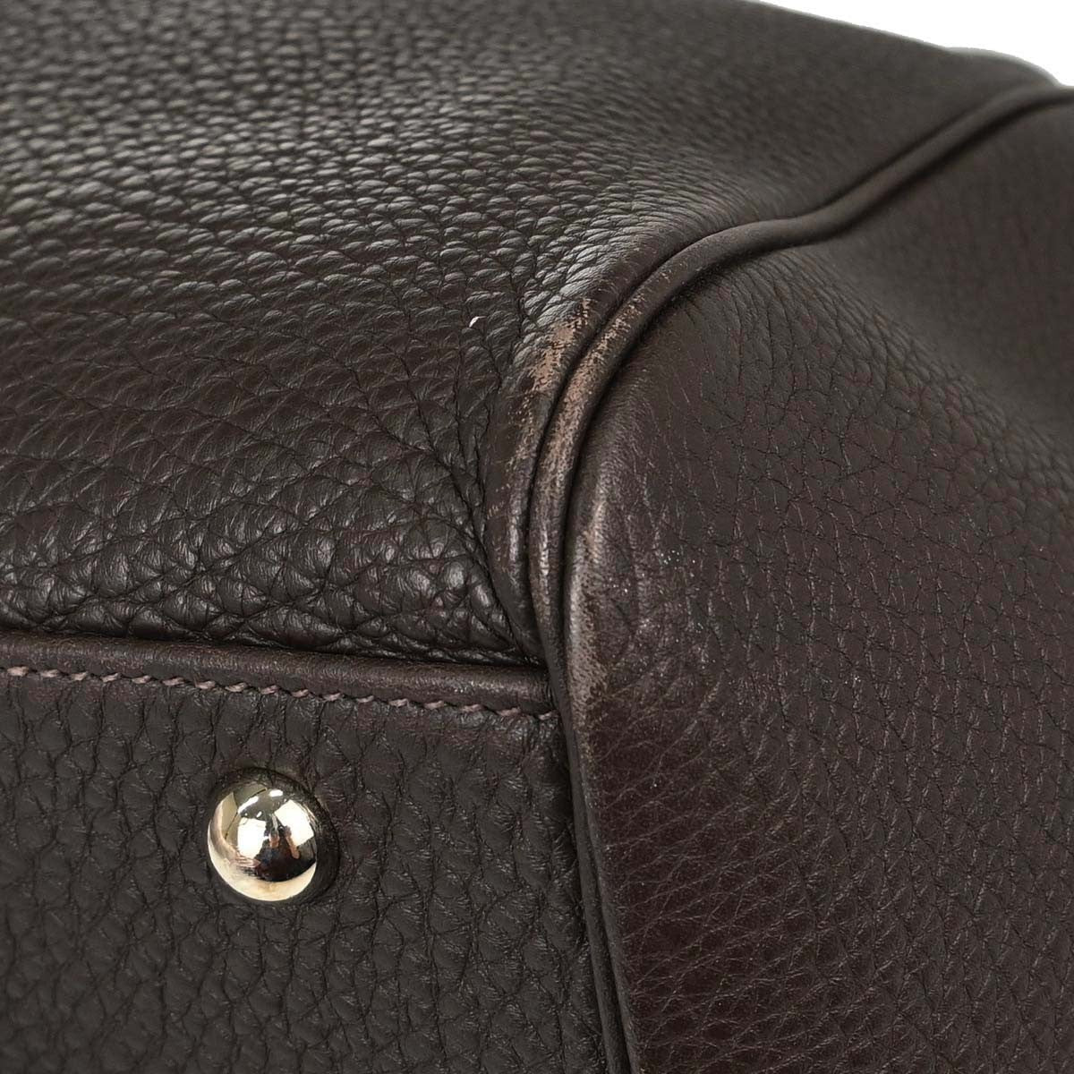 Hermes Paris-Bombay Clémence Brown Leather Handbag (Pre-Owned)