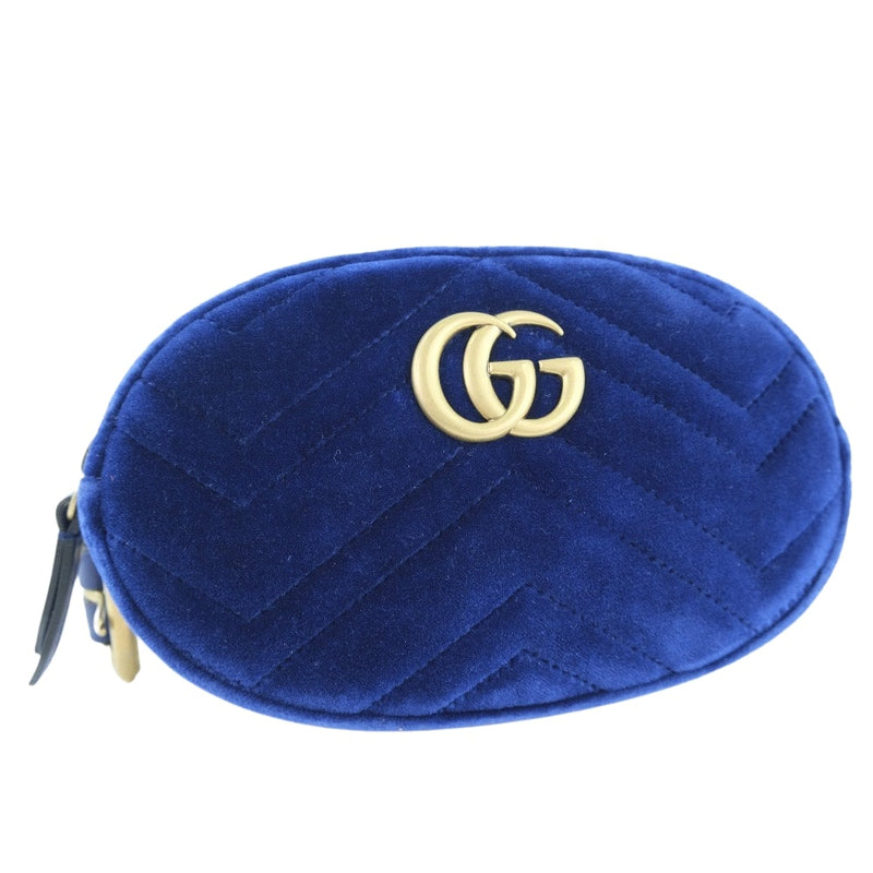 Gucci Gg Marmont Blue Suede Clutch Bag (Pre-Owned)