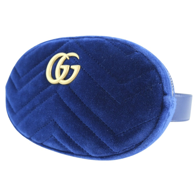 Gucci Gg Marmont Blue Suede Clutch Bag (Pre-Owned)