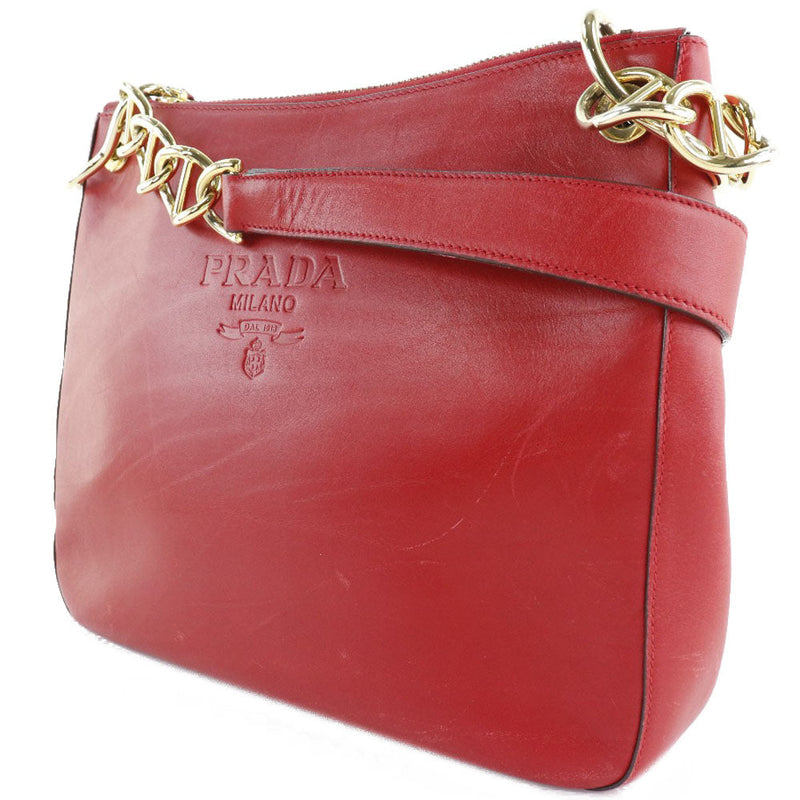 Prada -- Red Leather Shoulder Bag (Pre-Owned)