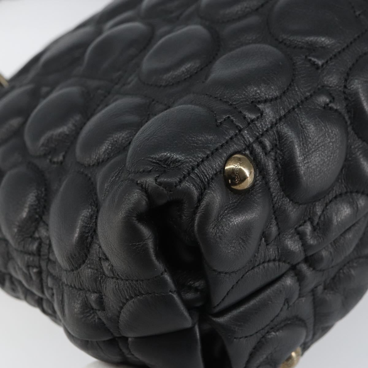 Salvatore Ferragamo Gancini Leather Black Leather Handbag (Pre-Owned)