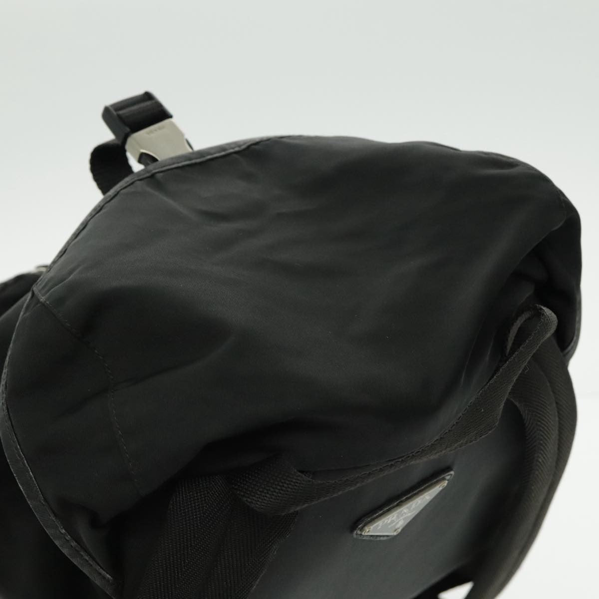 Prada Double Front Pocket Tessuto Black Nylon Backpack Bag (Pre-Owned)