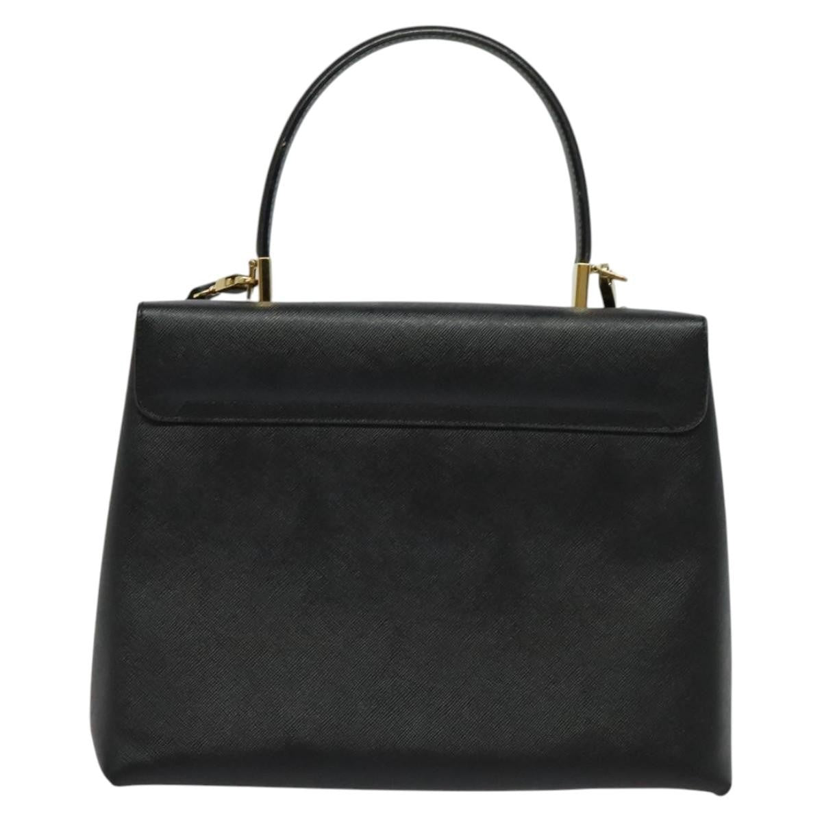 Salvatore Ferragamo Gancini Convertible Top Handle Leather Black Leather Handbag (Pre-Owned)